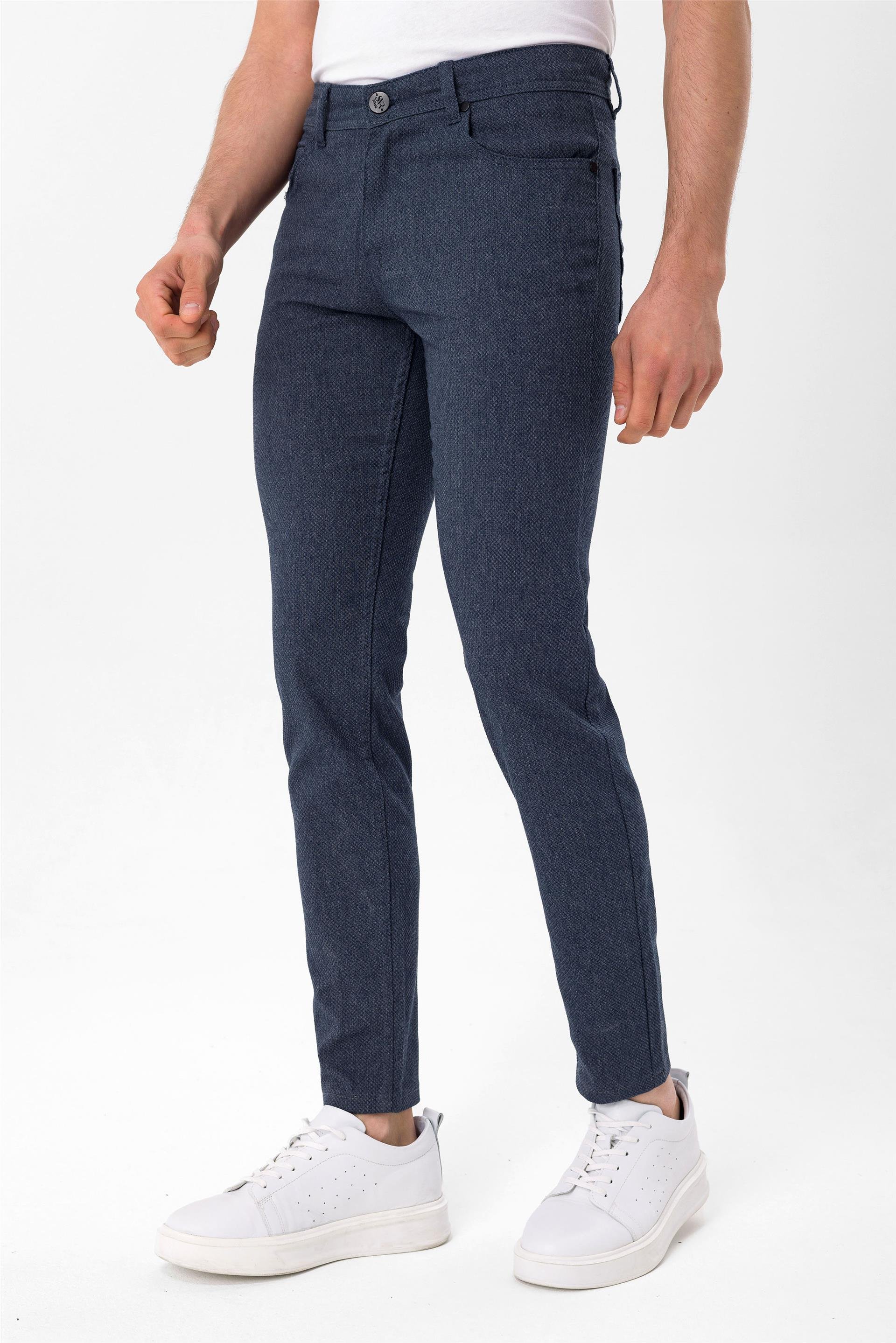 Lacivert Slim Armürlü   Pantolon
