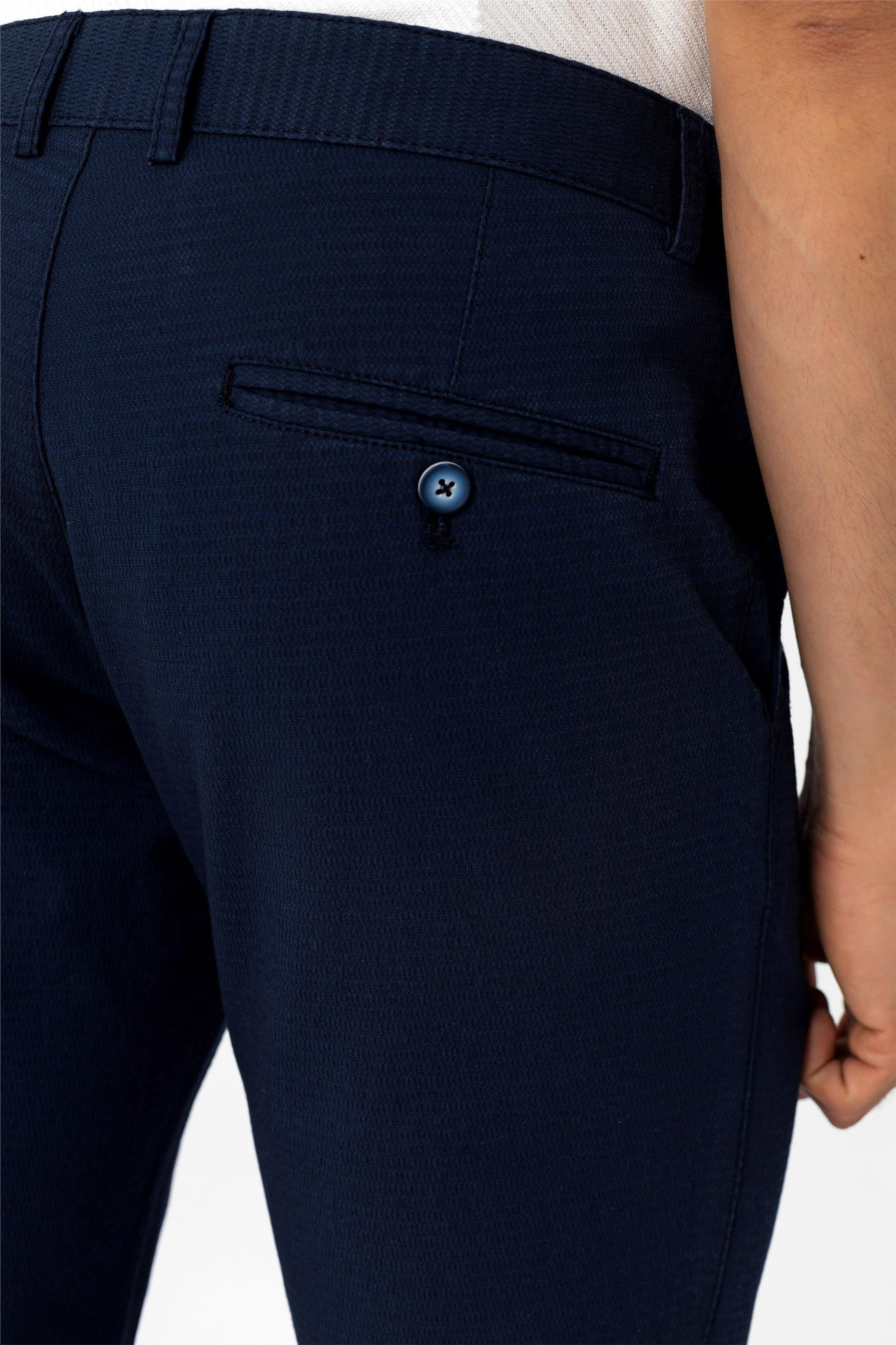 Lacivert Slim Armürlü   Pantolon