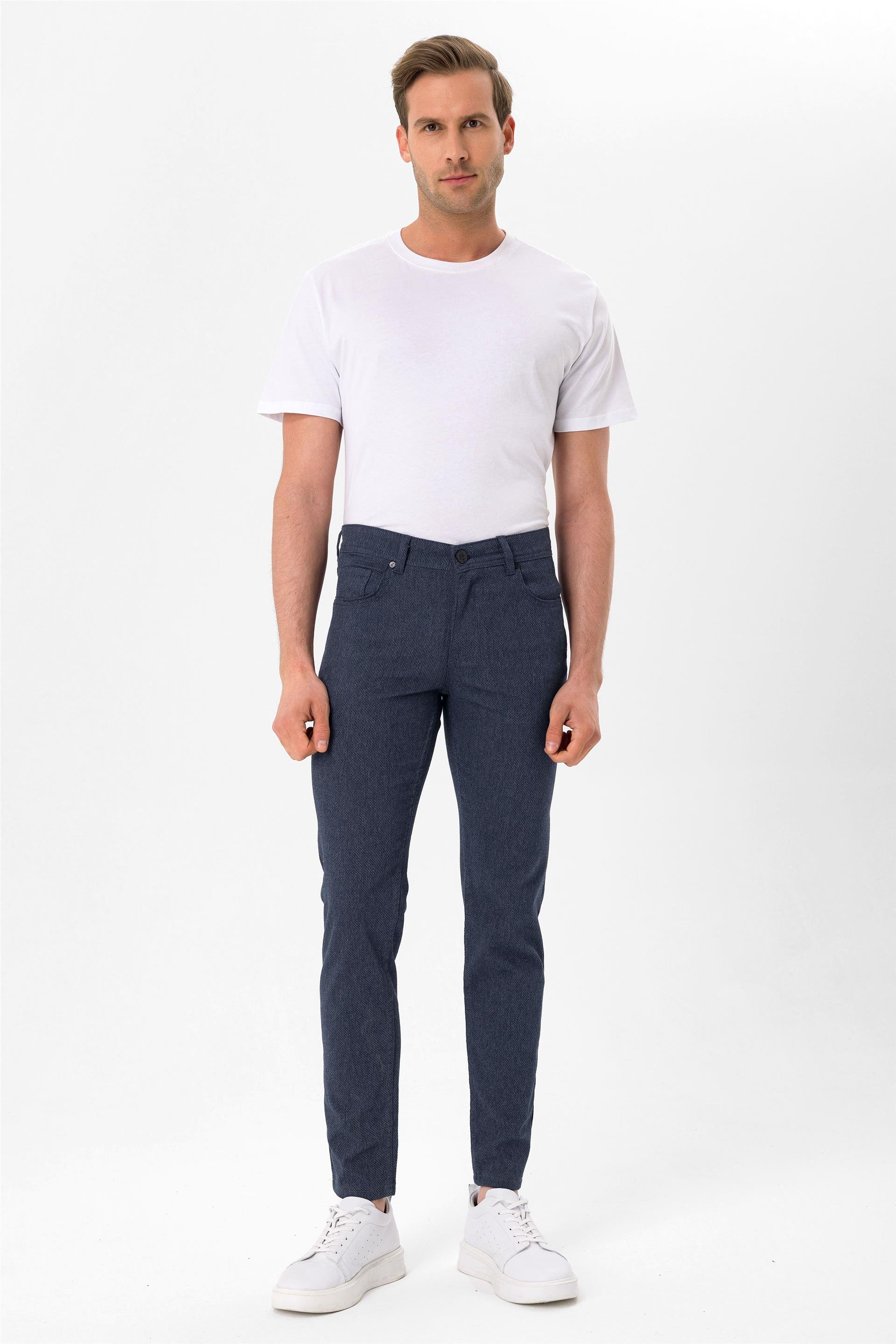 Lacivert Slim Armürlü   Pantolon