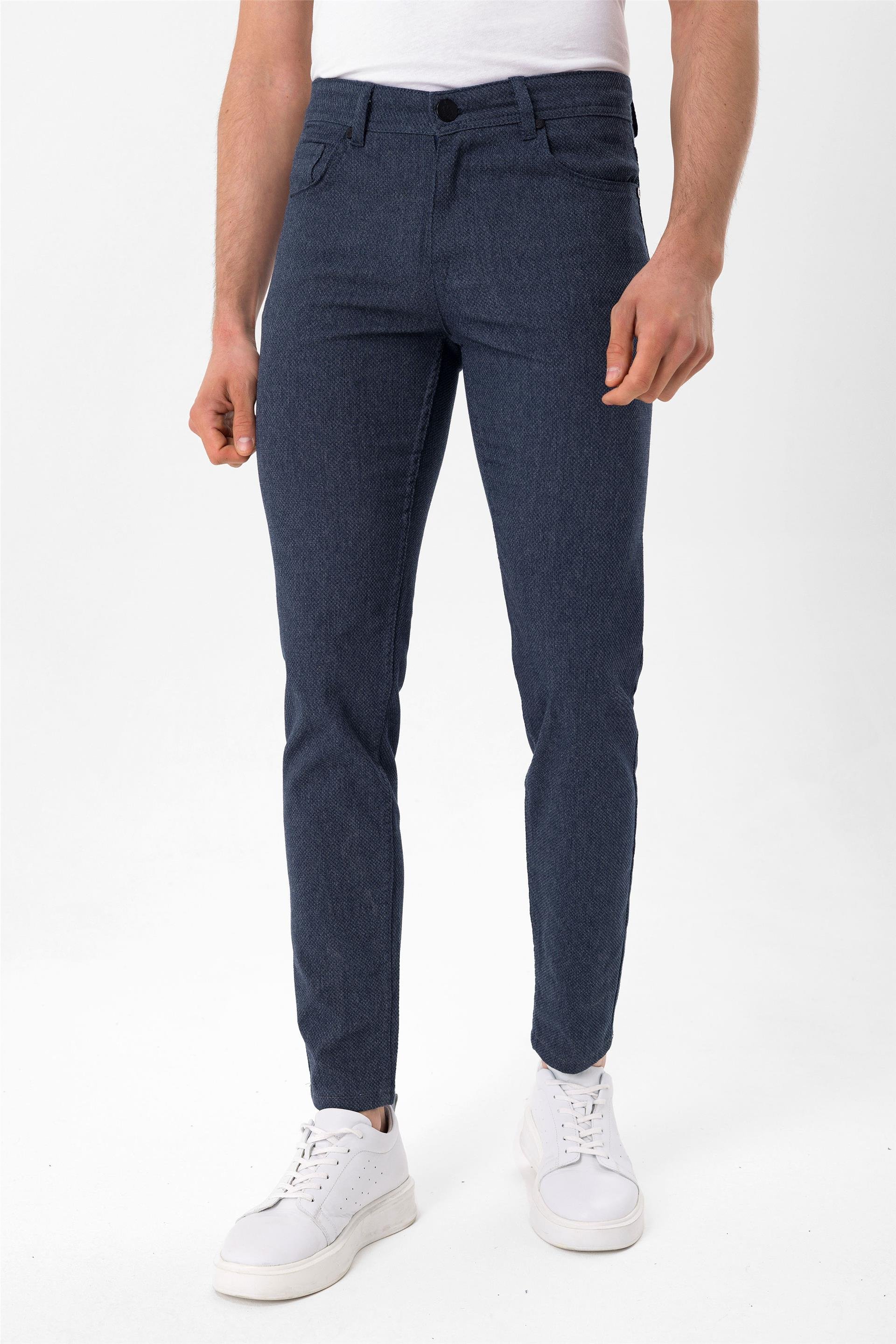 Lacivert Slim Armürlü   Pantolon