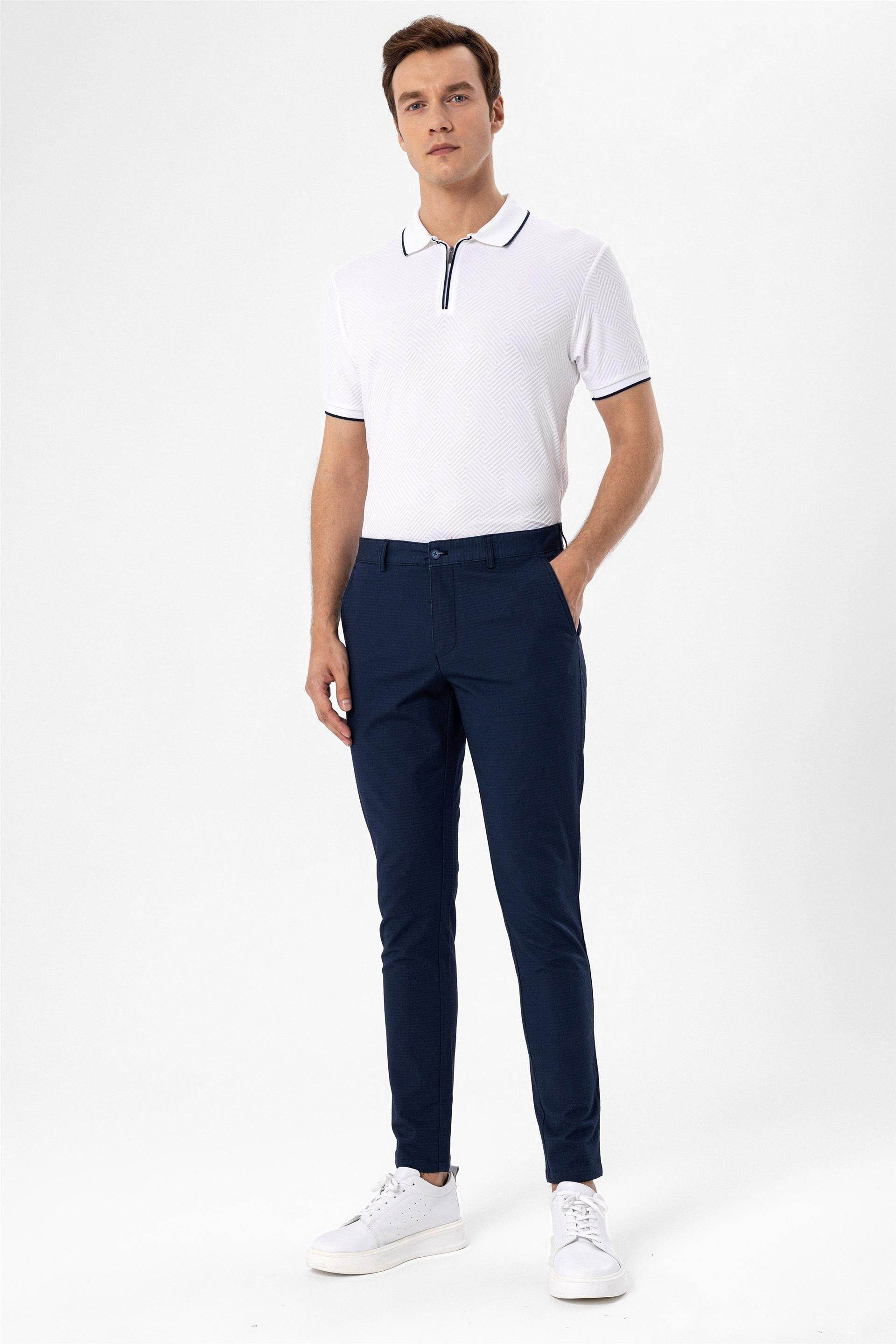Lacivert Slim Armürlü   Pantolon