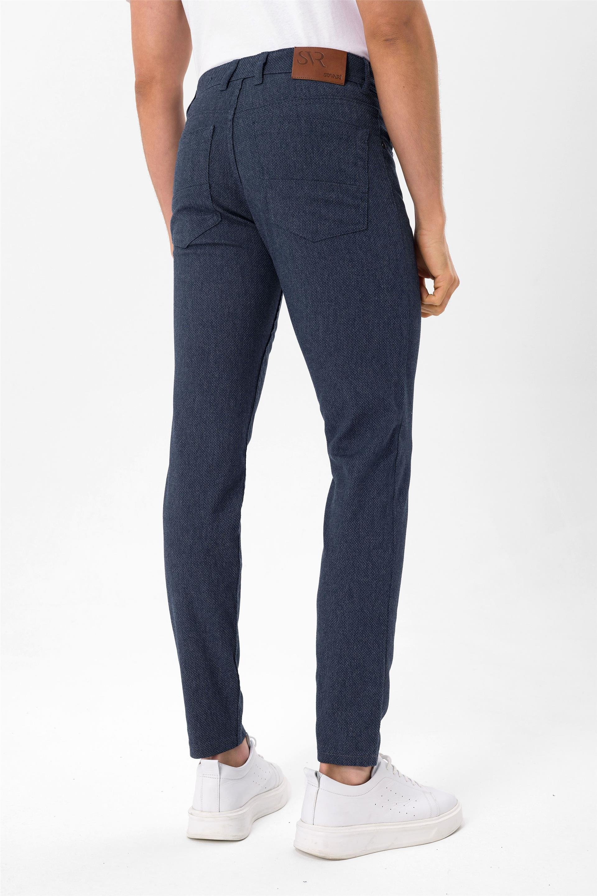 Lacivert Slim Armürlü   Pantolon