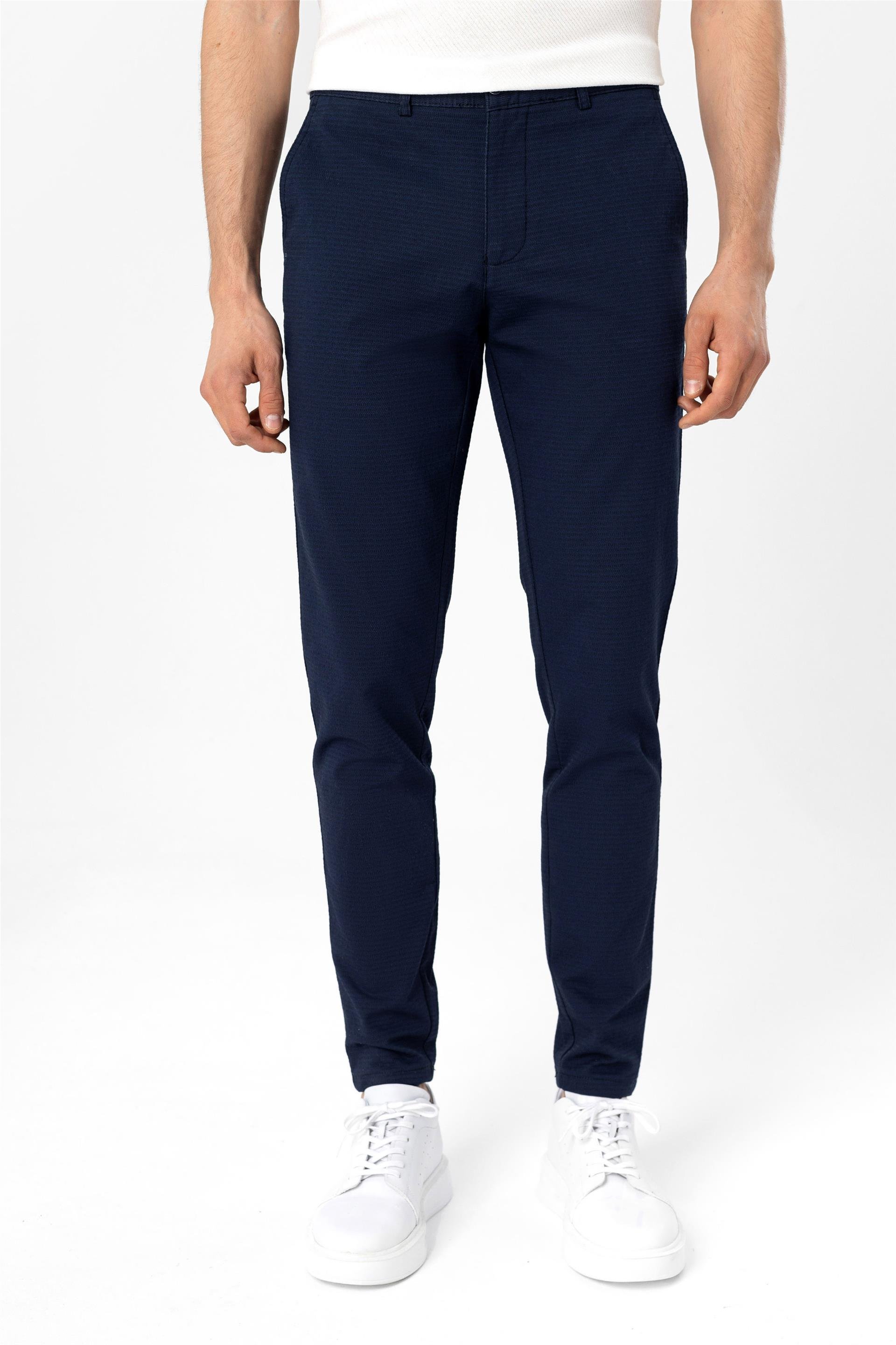 Lacivert Slim Armürlü   Pantolon
