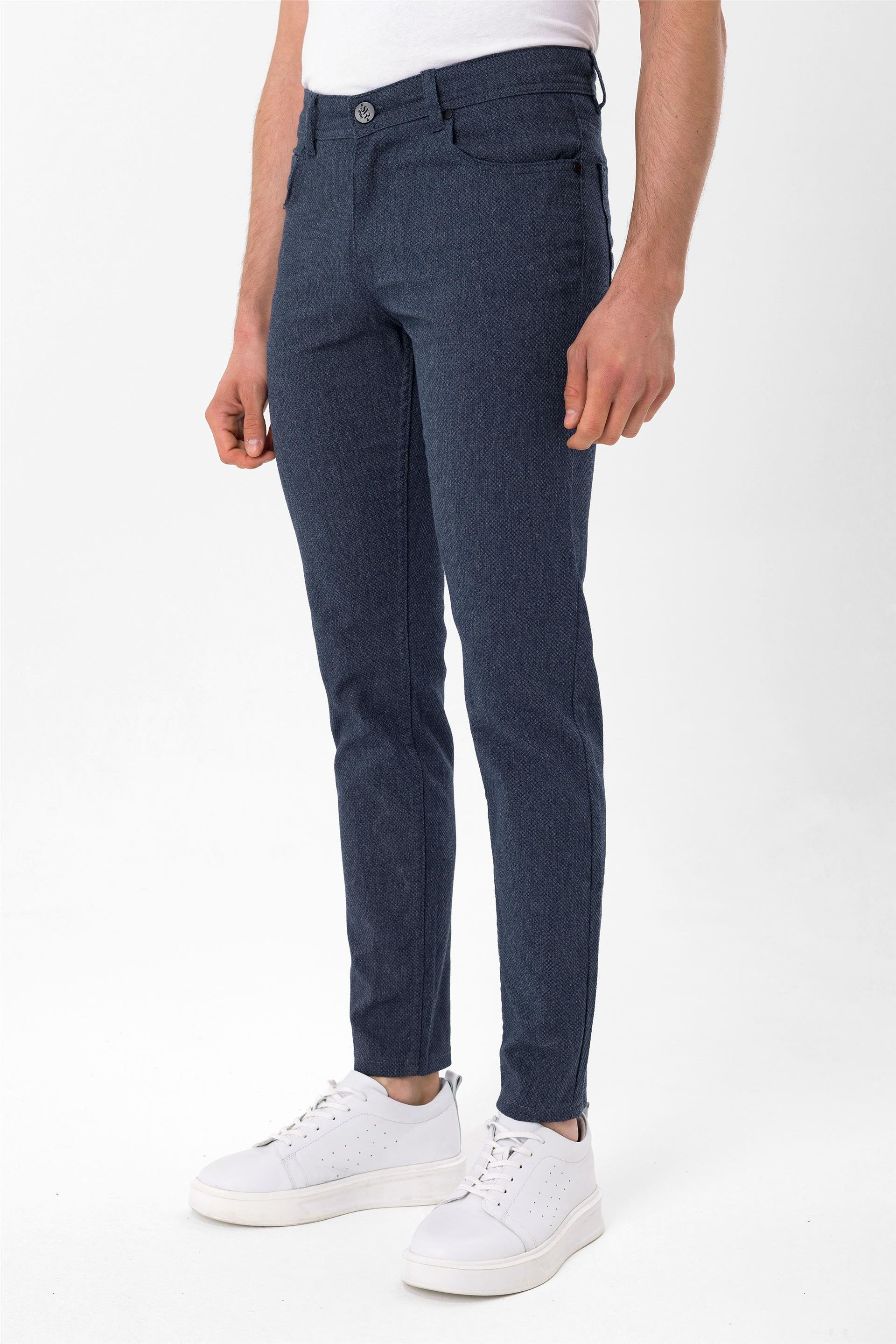 Lacivert Slim Armürlü   Pantolon