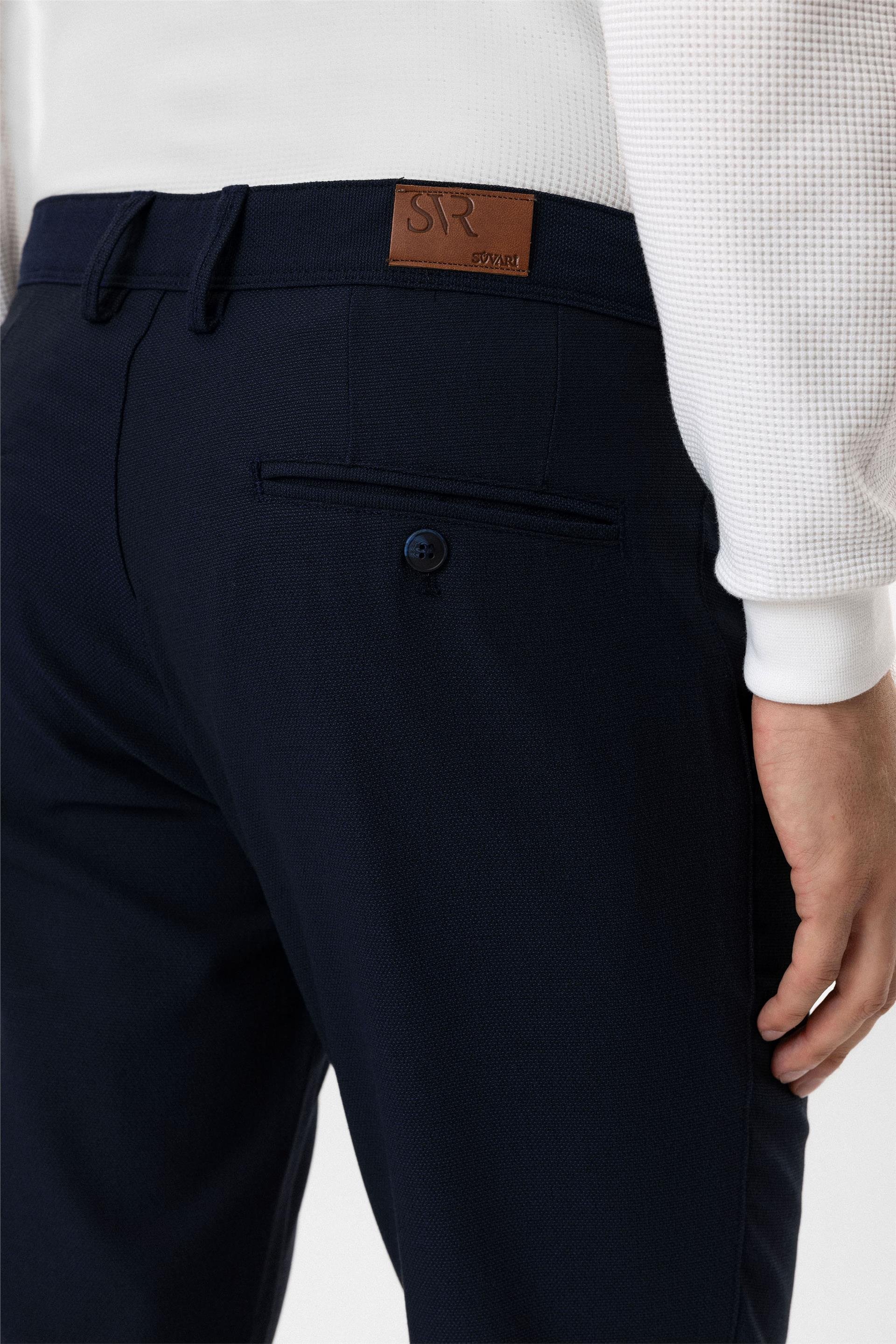 Lacivert Slim Desenli Pantolon
