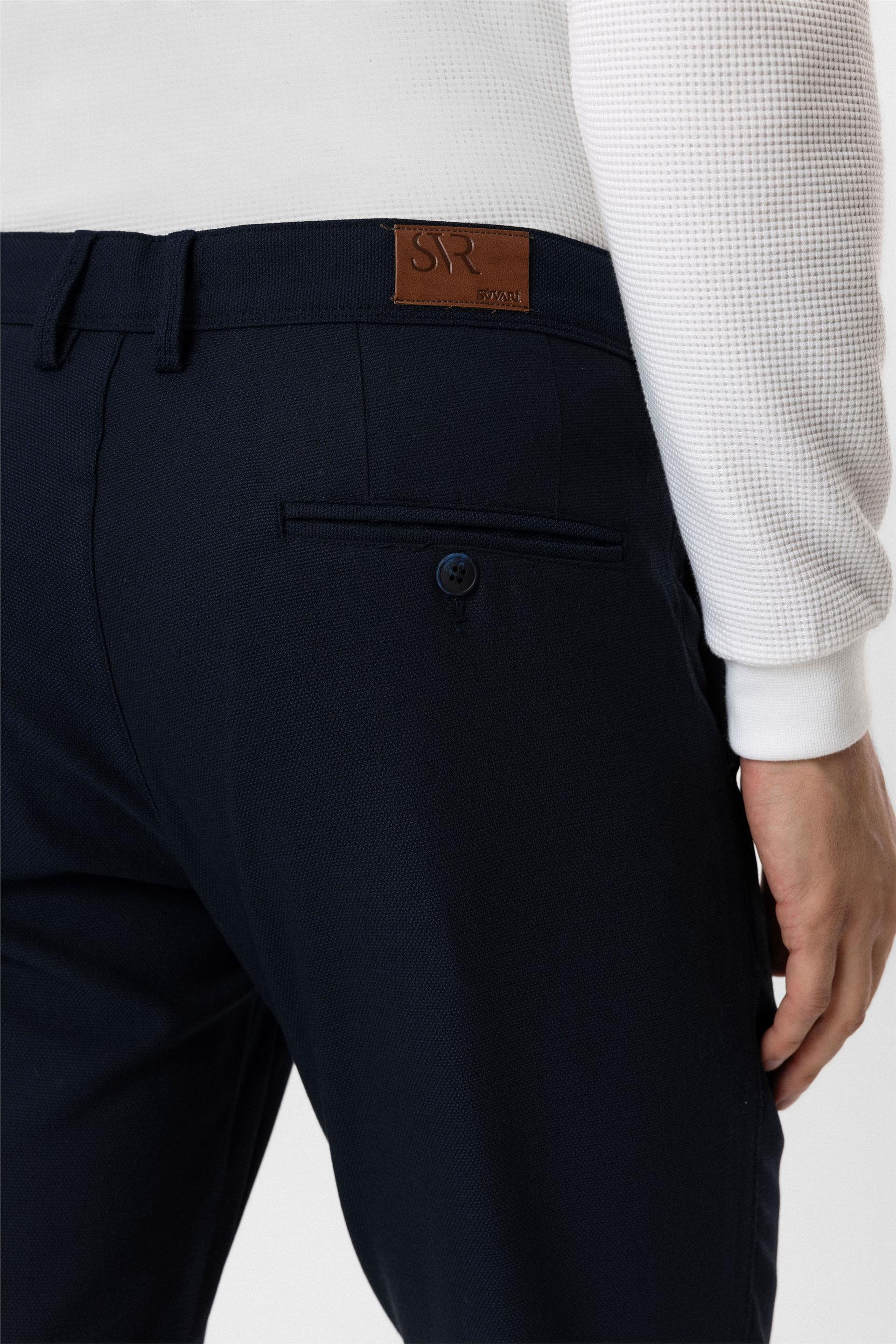Lacivert Slim Desenli Pantolon