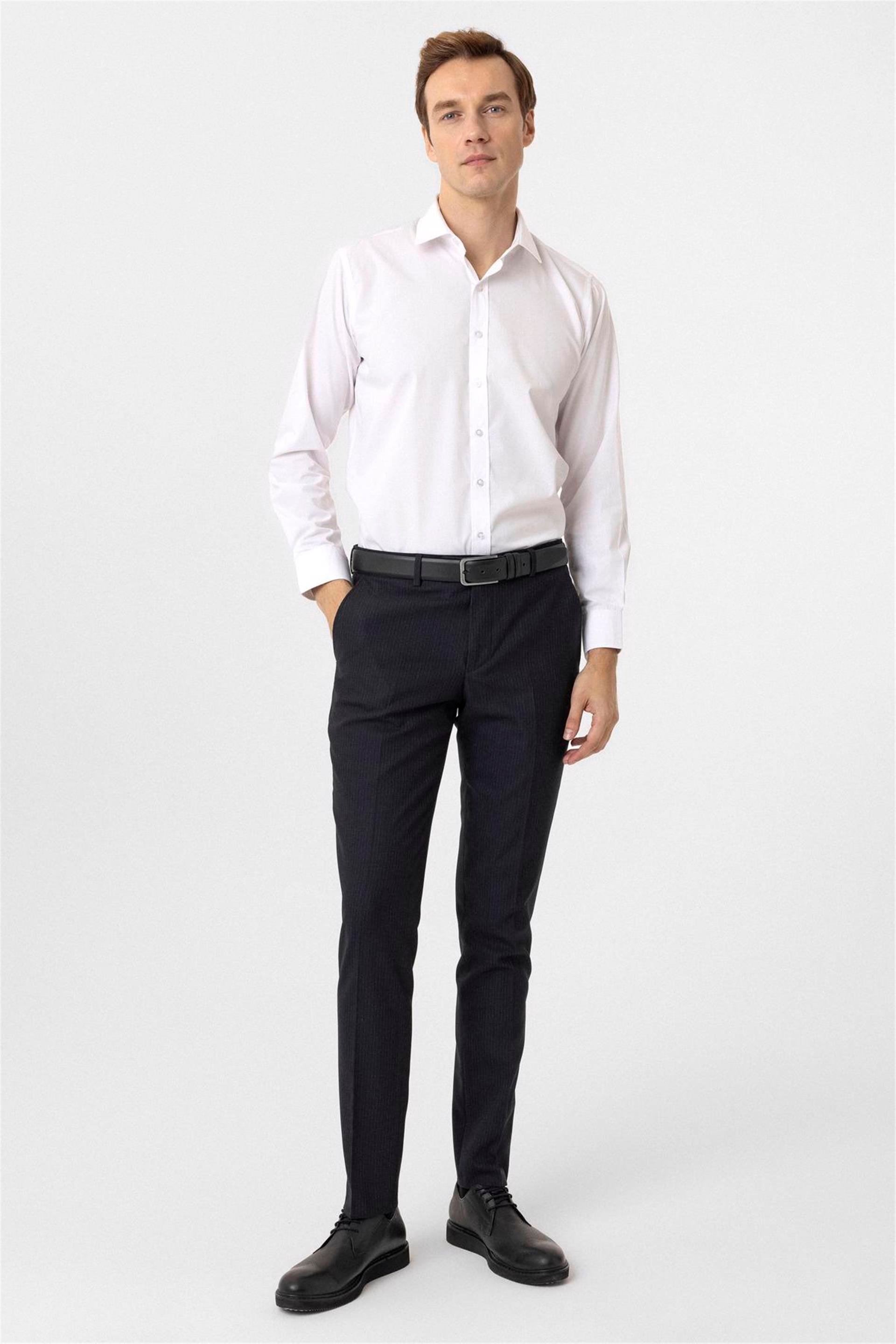 Lacivert Slim Desenli Pantolon