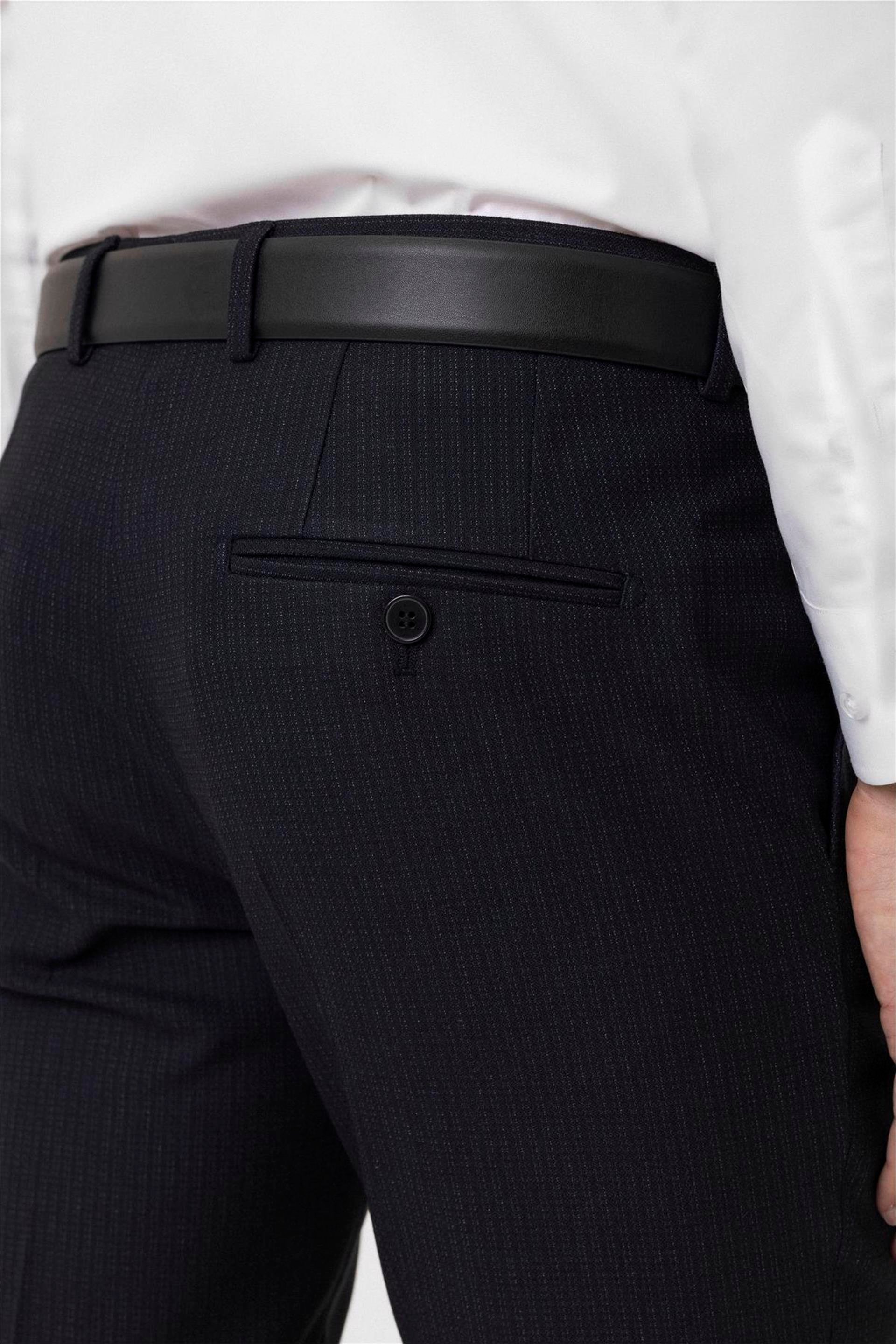 Lacivert Slim Desenli Pantolon