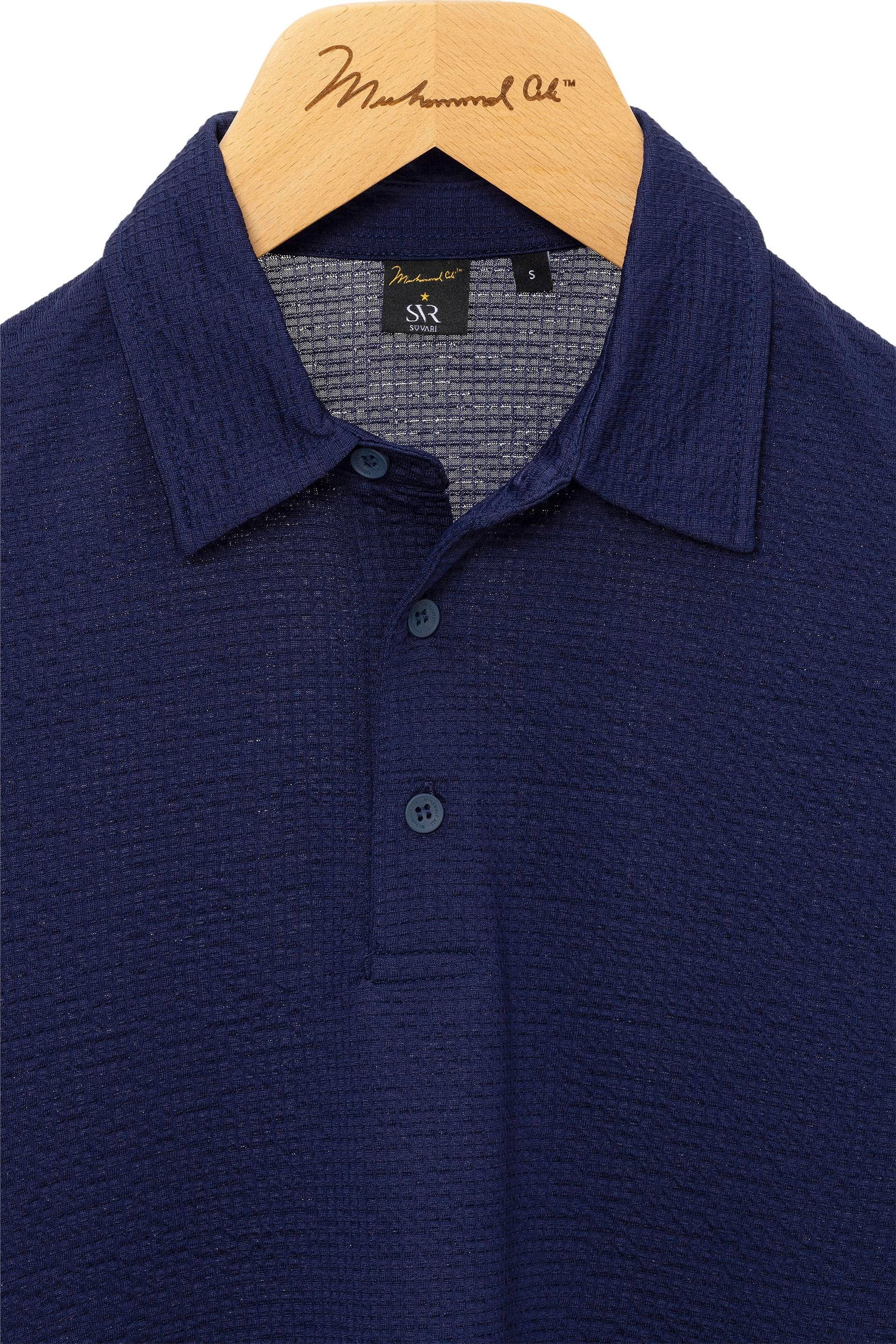 Lacivert Slim Desenli Polo Yaka Tişört