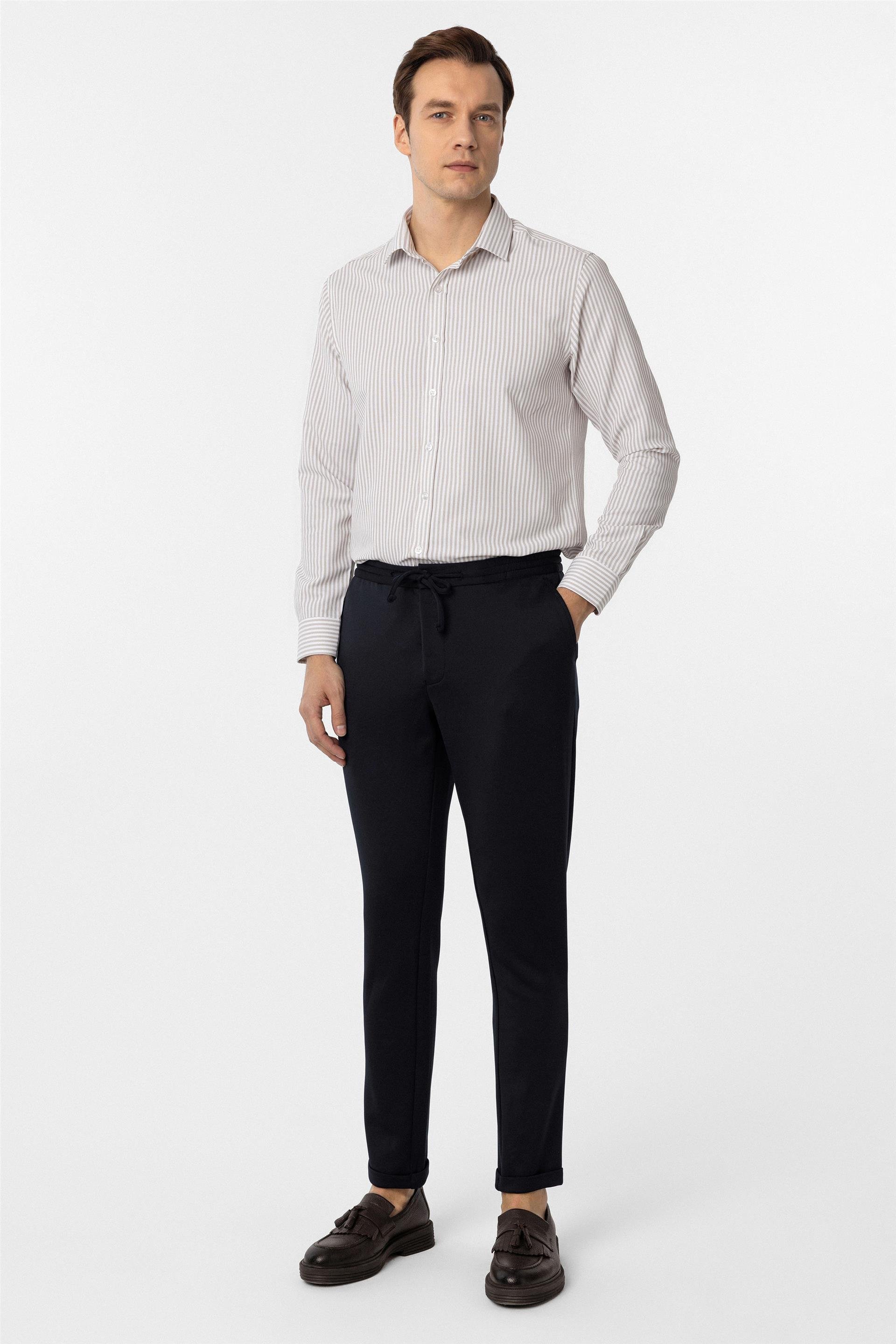 Lacivert Slim Düz Jogger Pantolon