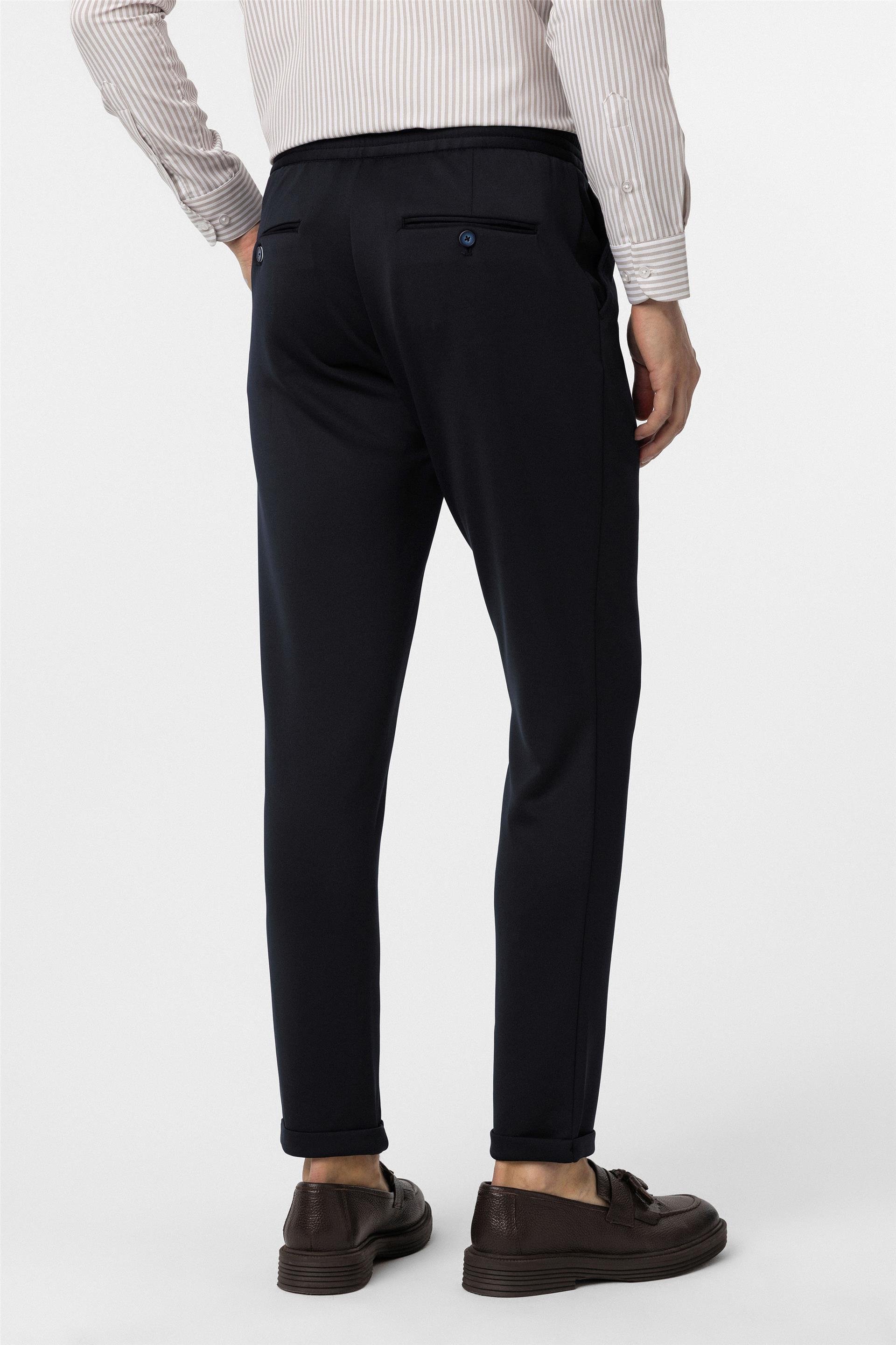 Lacivert Slim Düz Jogger Pantolon