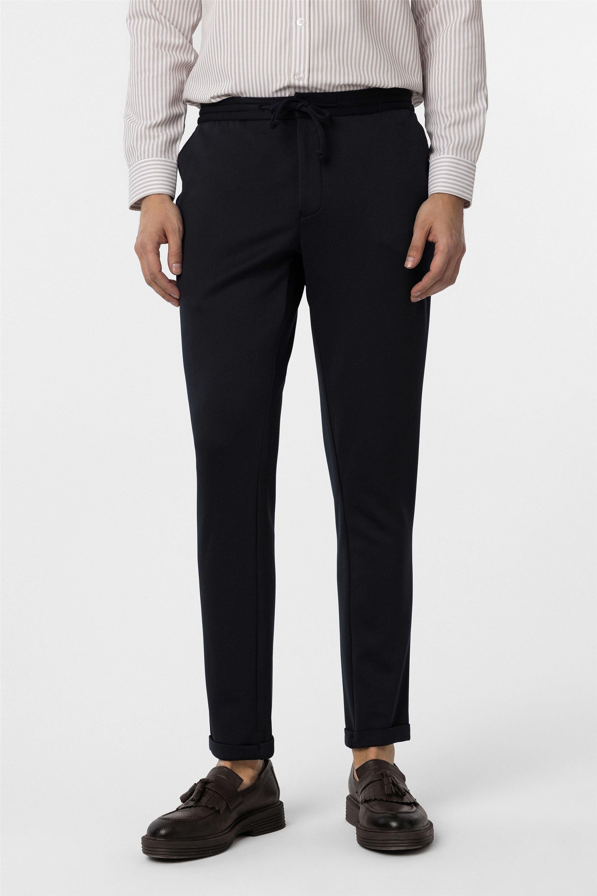 Lacivert Slim Düz Jogger Pantolon
