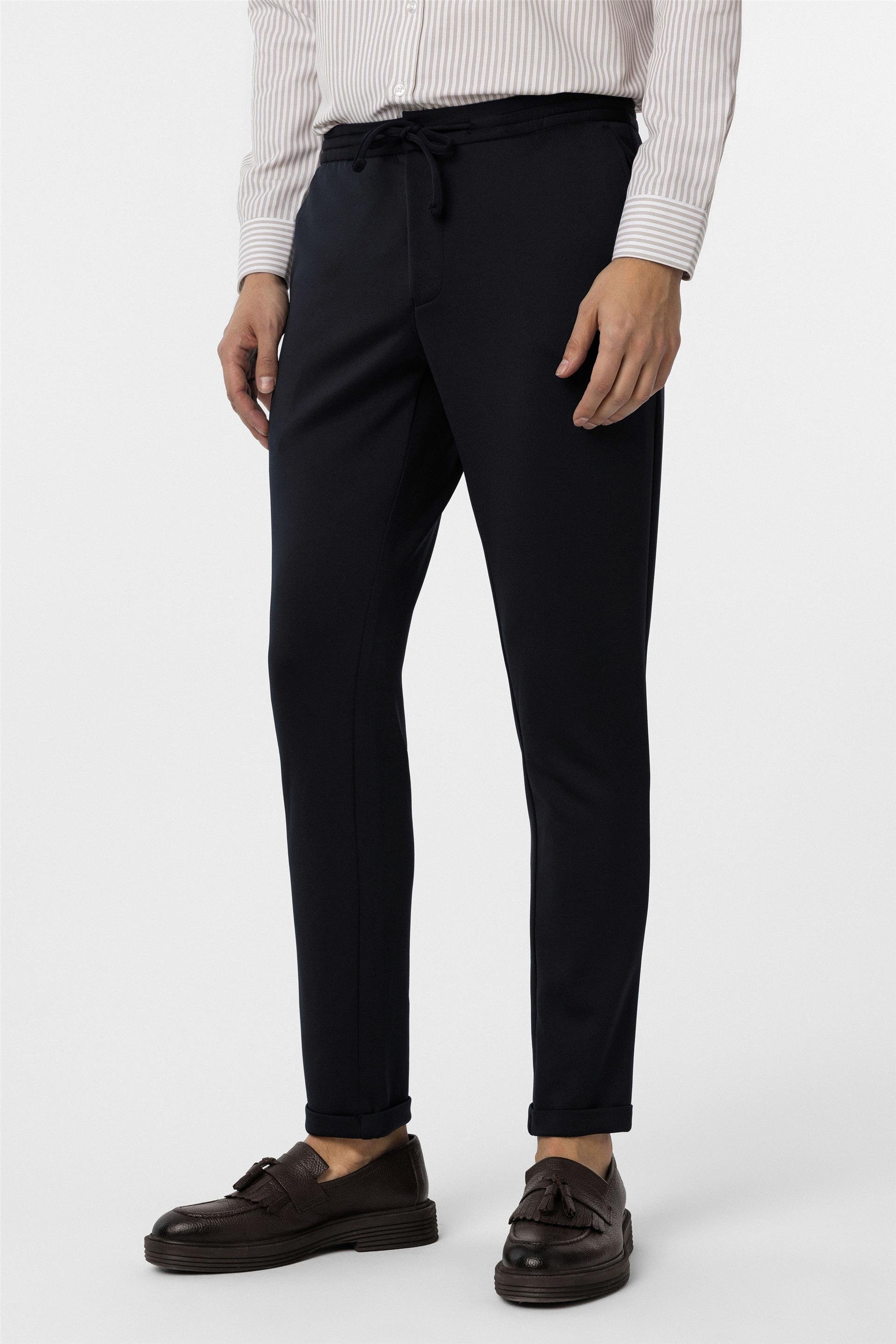 Lacivert Slim Düz Jogger Pantolon