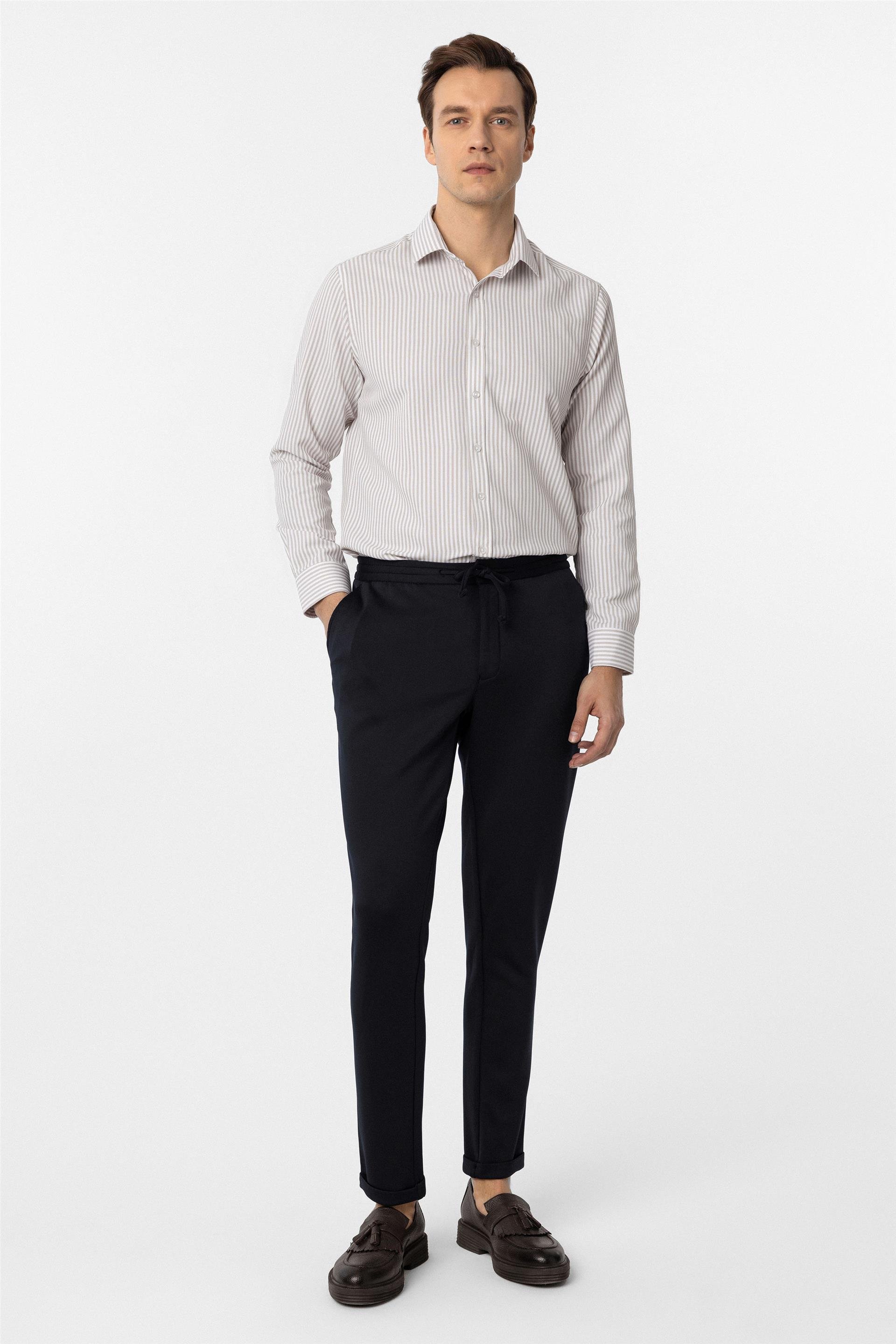 Lacivert Slim Düz Jogger Pantolon
