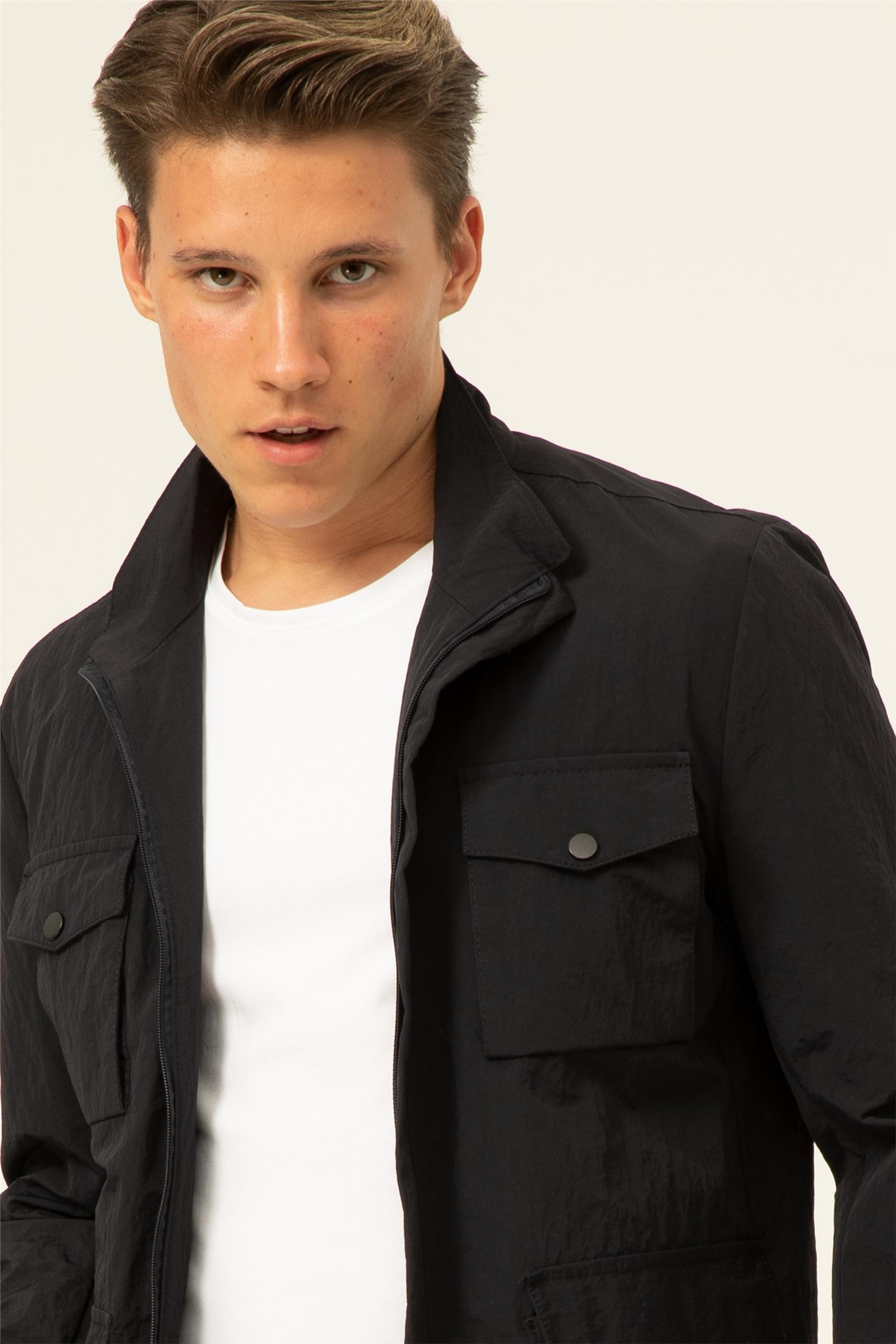 Lacivert Slim Düz   Mont