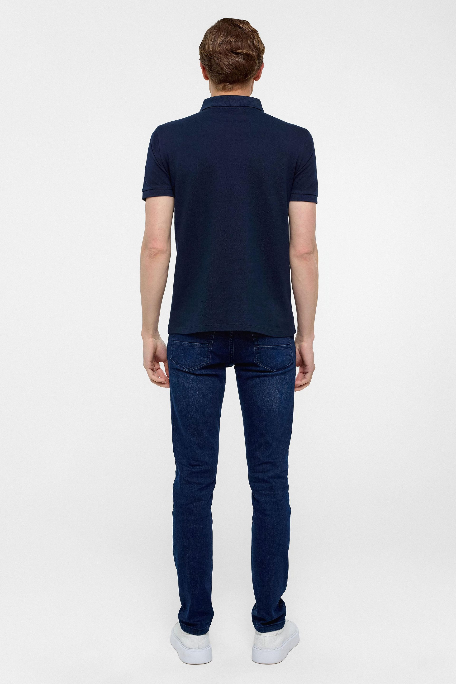 Lacivert Slim Düz Polo Yaka Tişört