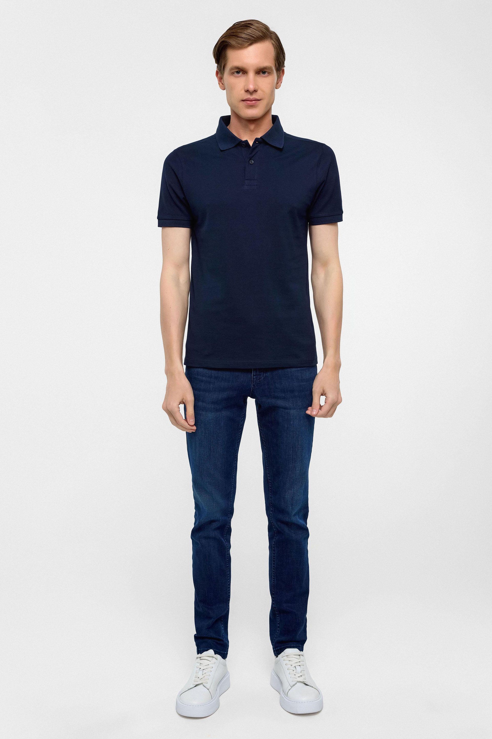 Lacivert Slim Düz Polo Yaka Tişört