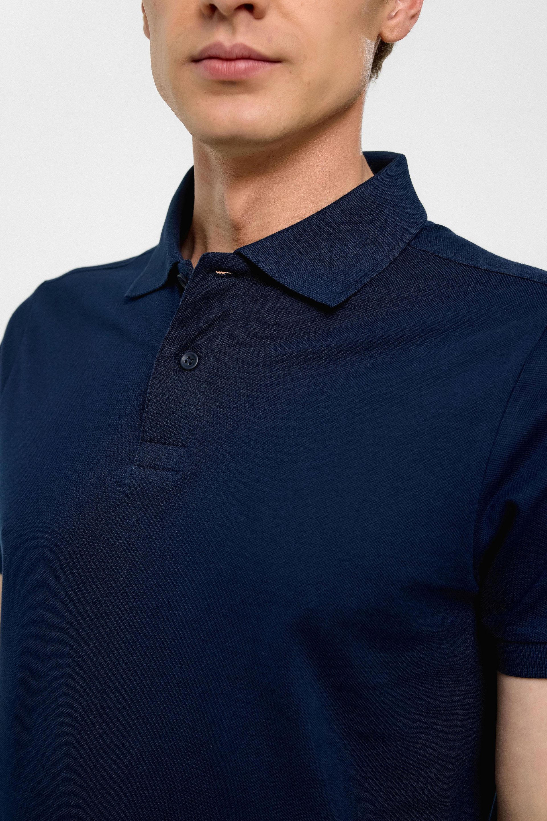 Lacivert Slim Düz Polo Yaka Tişört