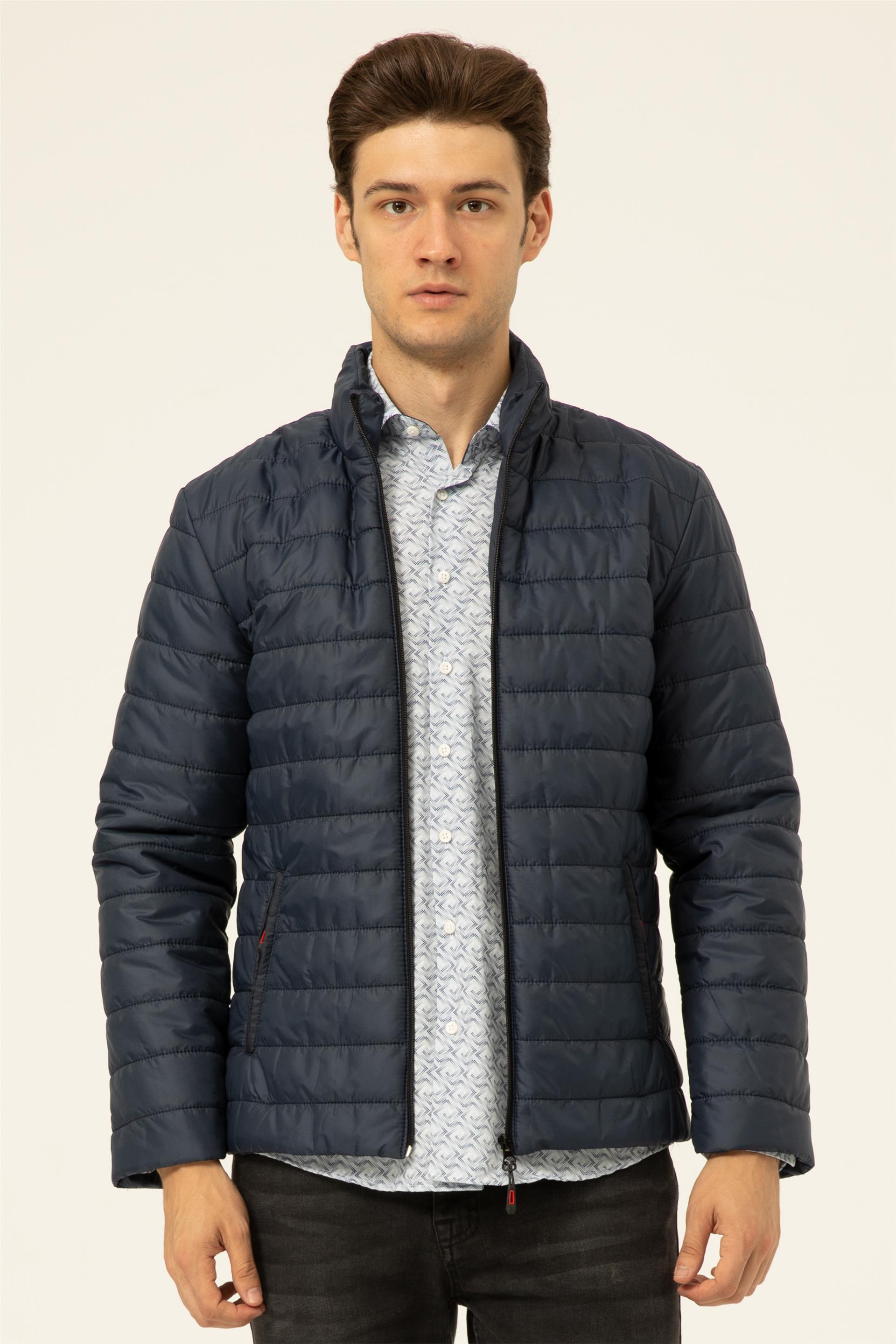 Lacivert Slim Kapitone   Mont