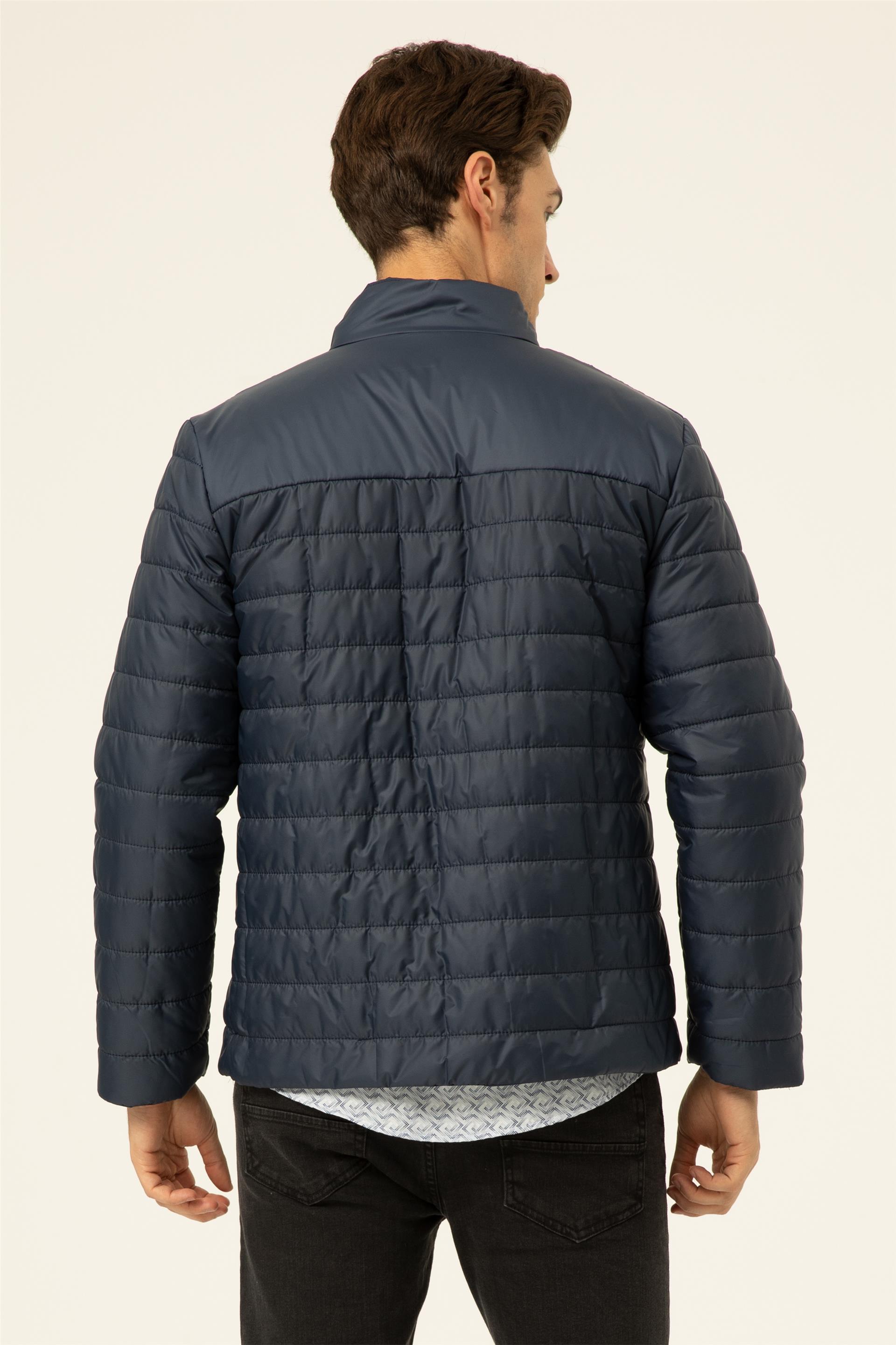 Lacivert Slim Kapitone   Mont