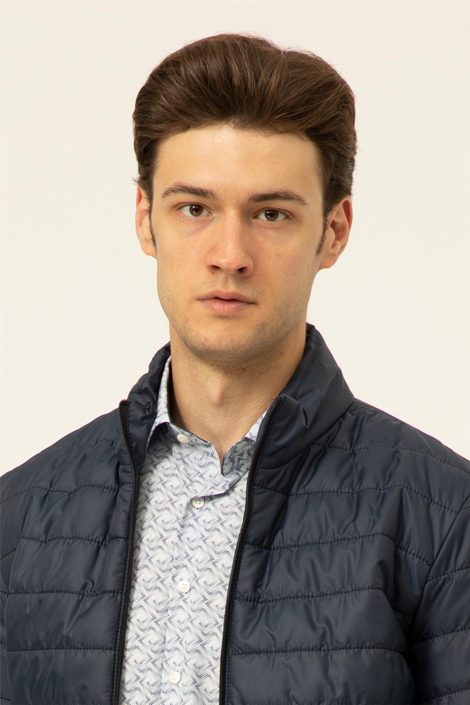 Lacivert Slim Kapitone   Mont