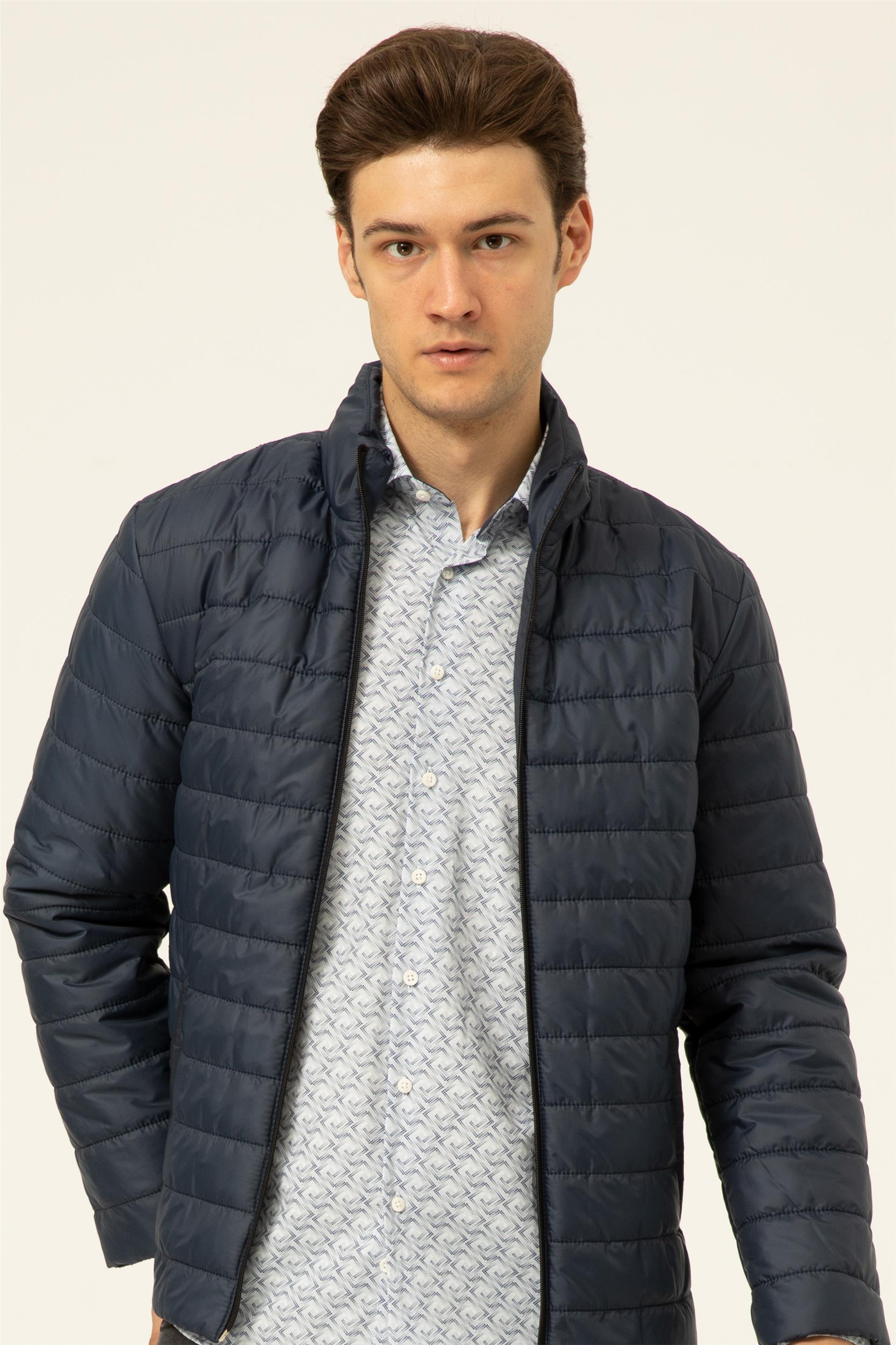 Lacivert Slim Kapitone   Mont