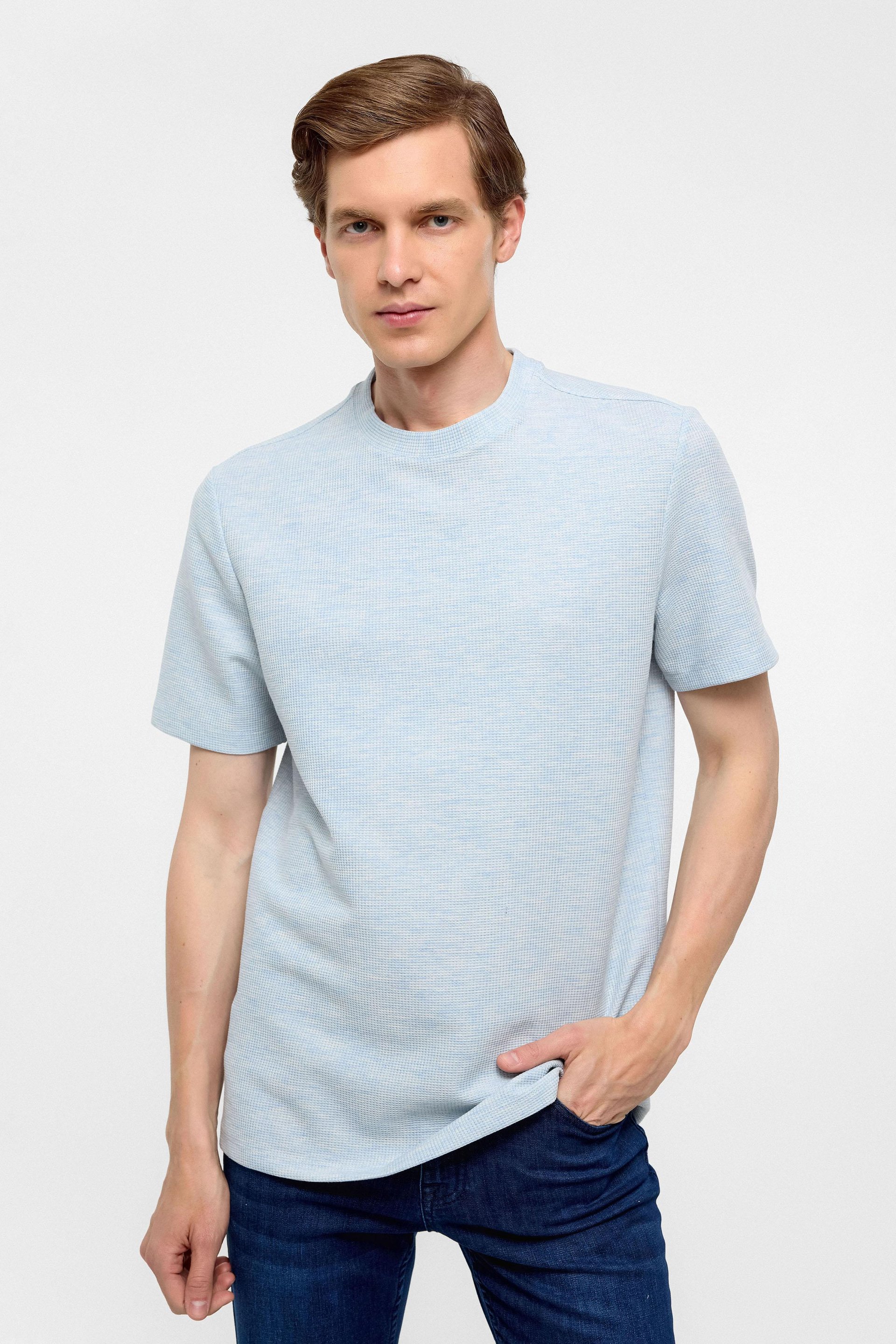 Mavi Regular Armürlü Bisiklet Yaka Tişört