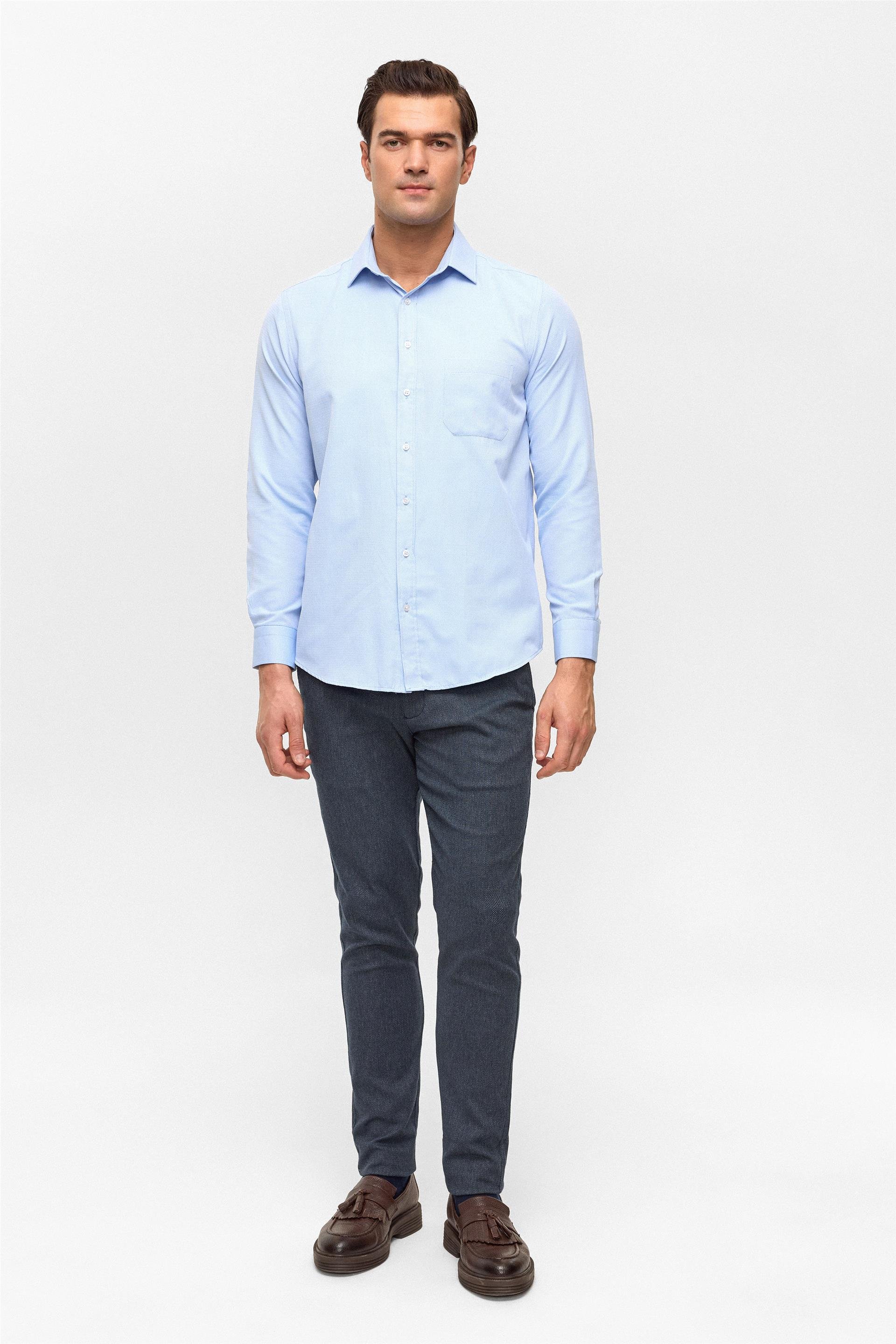 Mavi Regular Desenli Klasik Yaka Gömlek