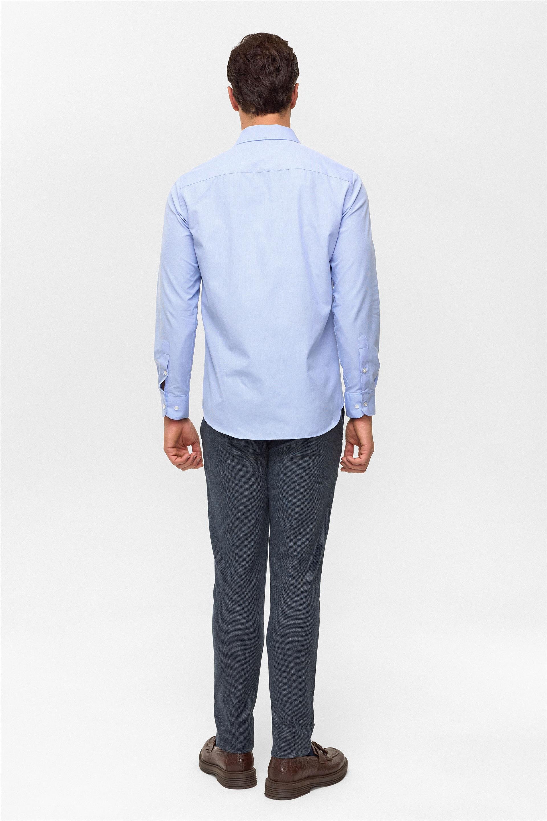 Mavi Regular Desenli Klasik Yaka Gömlek