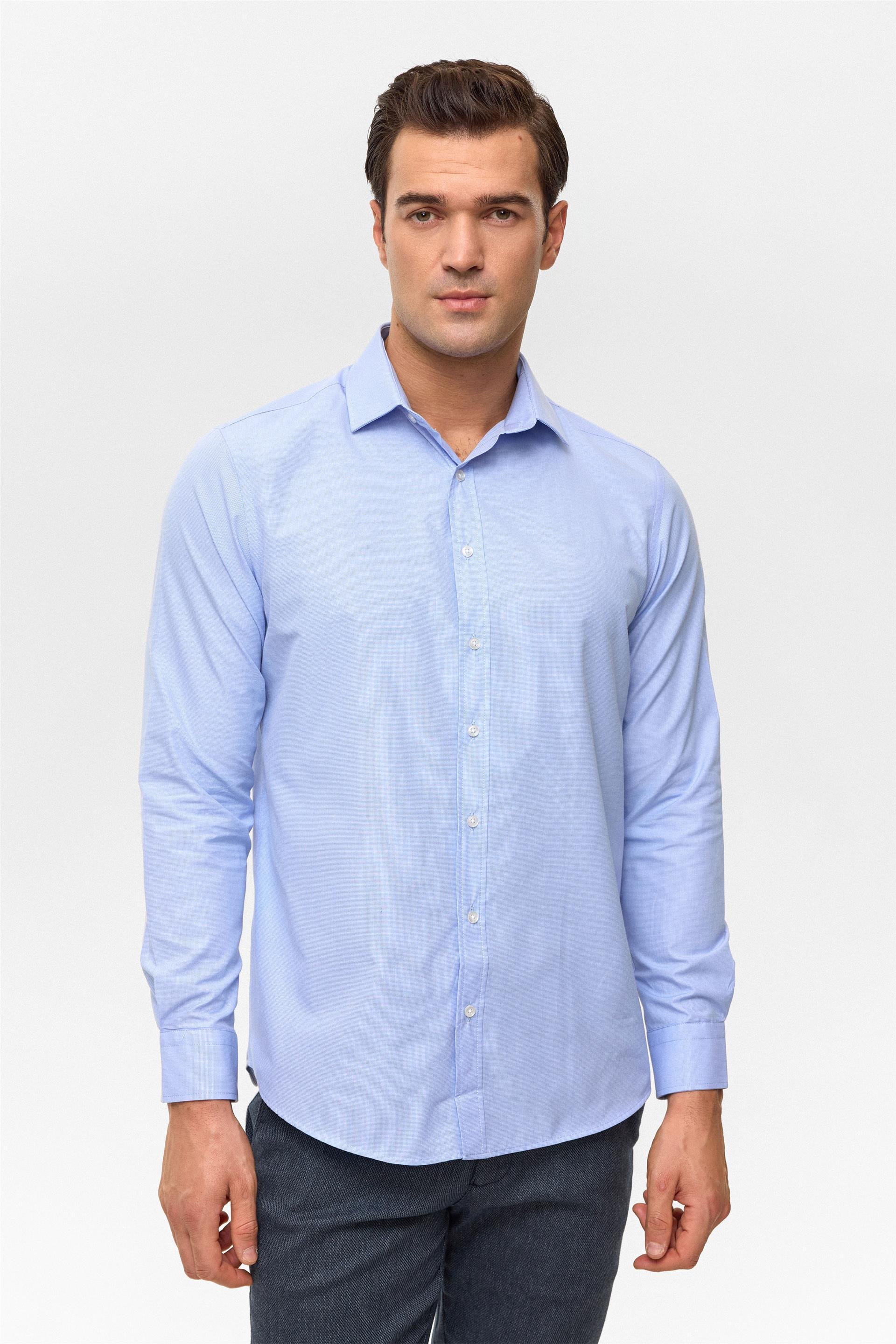 Mavi Regular Desenli Klasik Yaka Gömlek