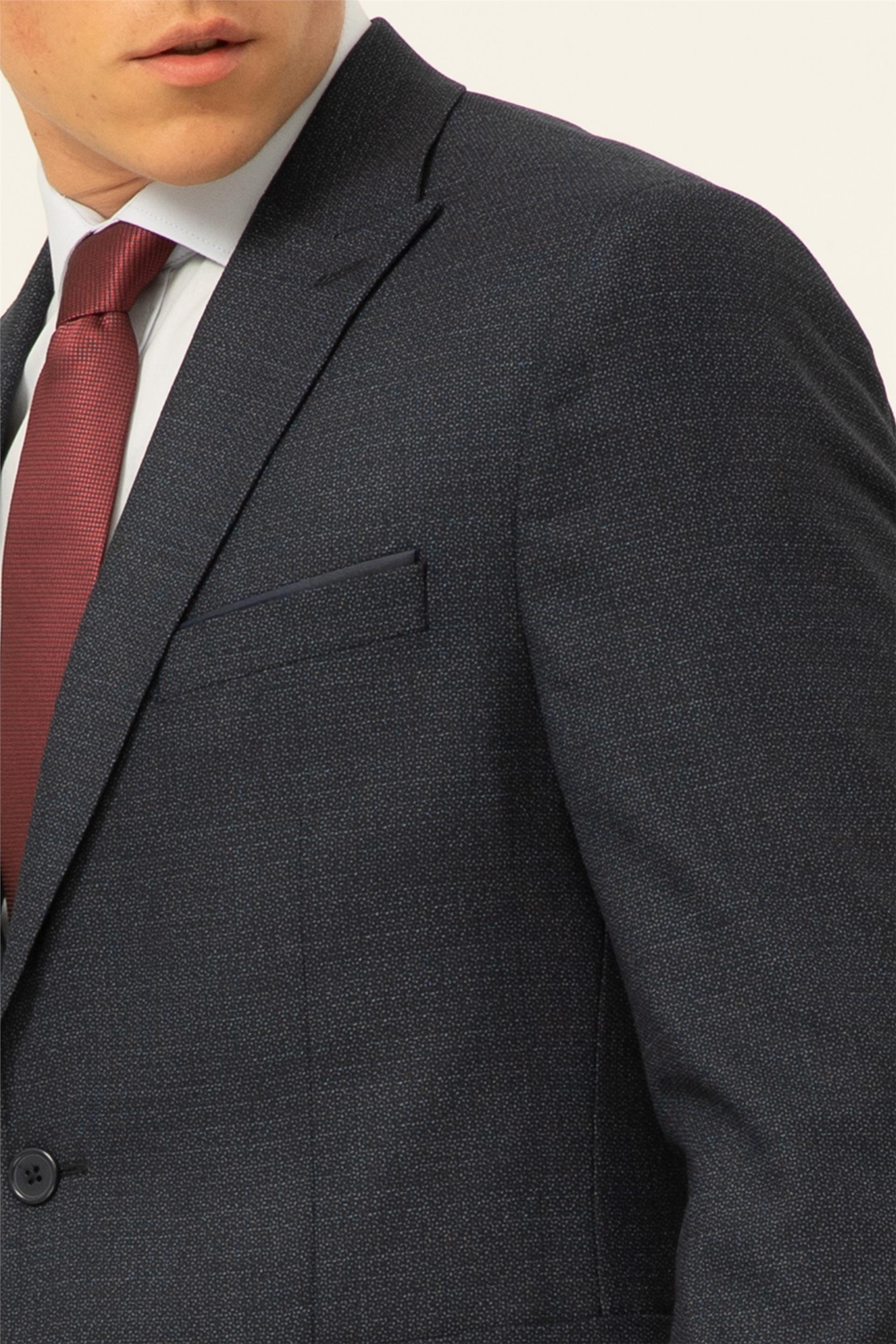 Parlement Mavi Slim Armürlü Sivri Yaka 6 Drop                                                       Takım Elbise