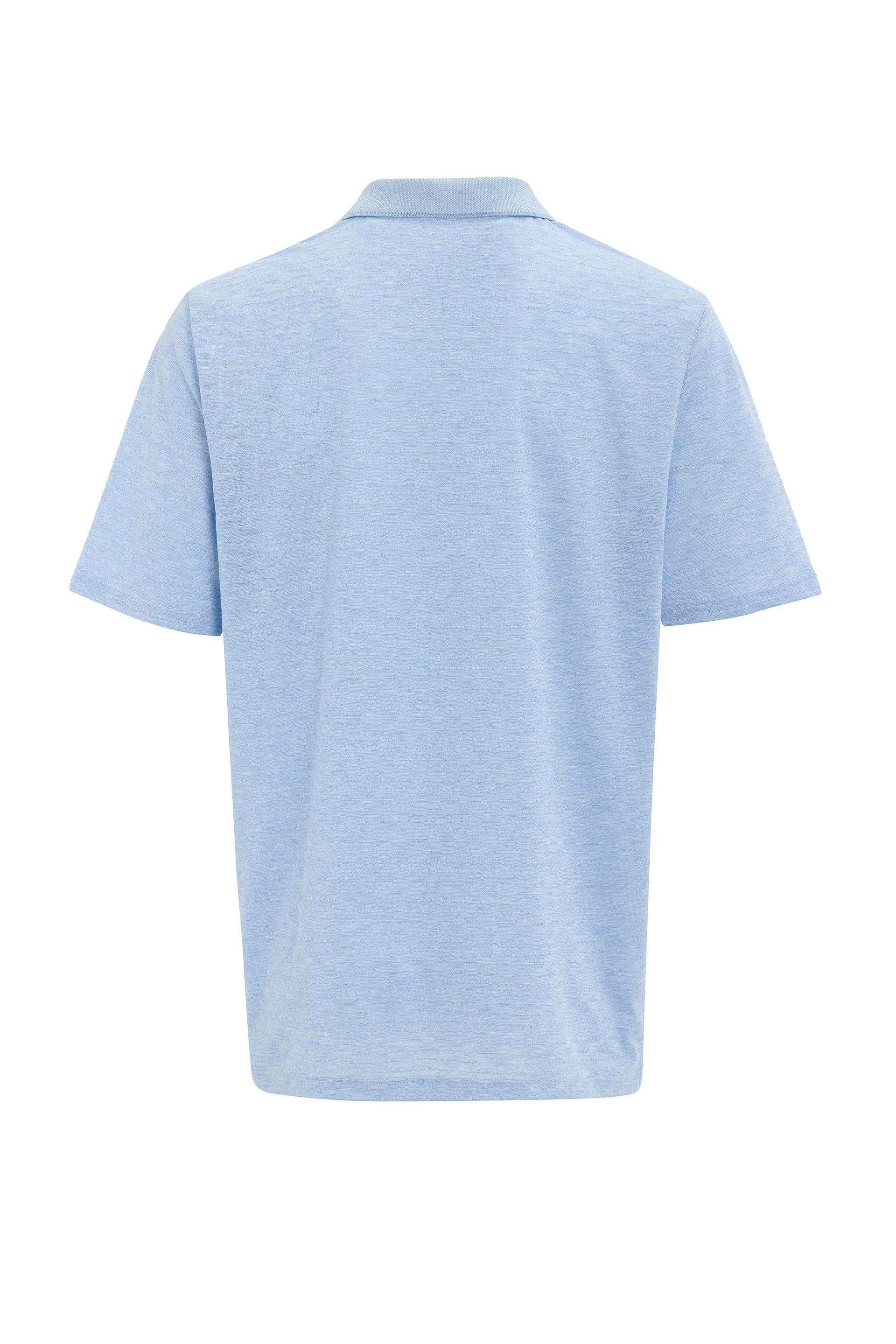 Saks Mavi Regular Armürlü Polo Yaka Tişört