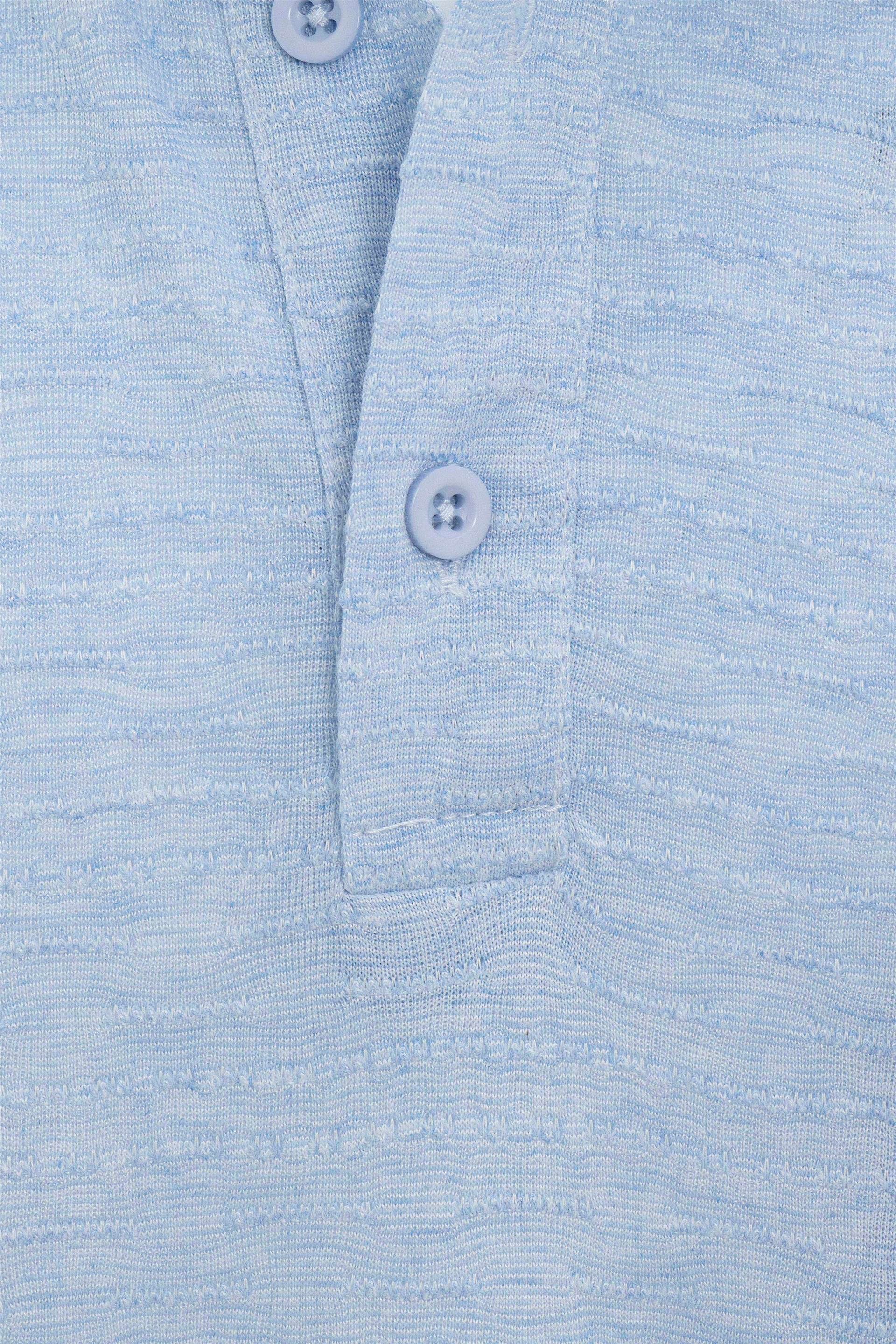 Saks Mavi Regular Armürlü Polo Yaka Tişört