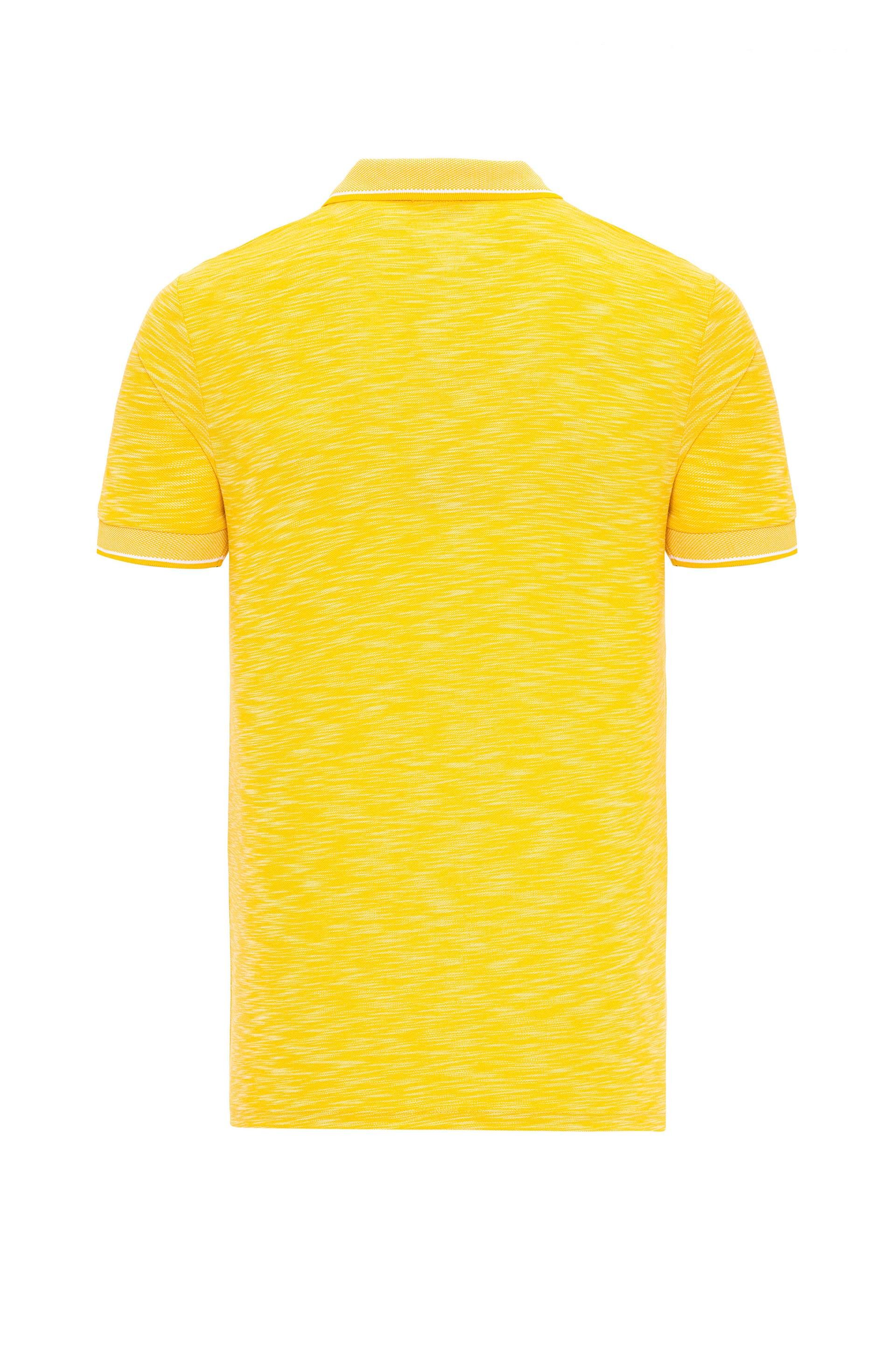 Sarı Slim Armürlü Polo Yaka Tişört