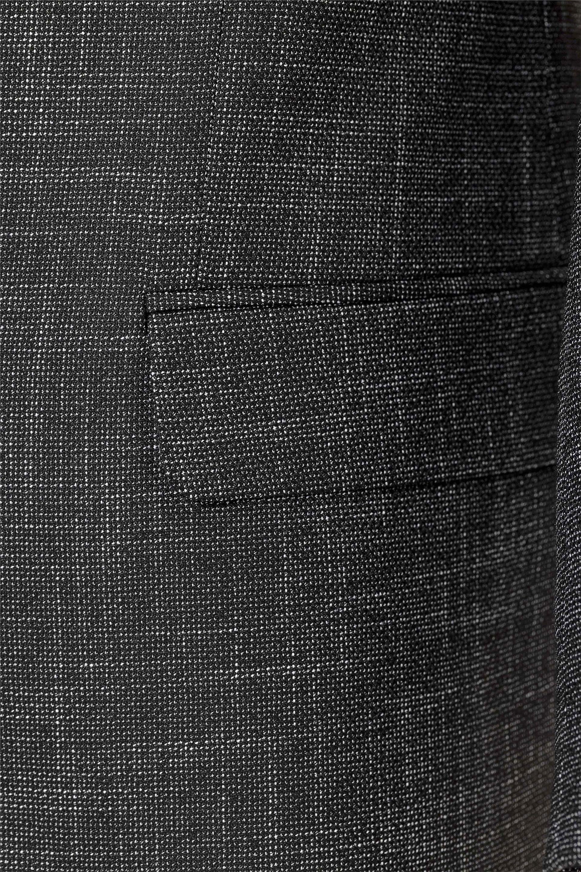 Siyah Regular Armürlü Mono Yaka 4 Drop                                                       Yelekli Takım Elbise