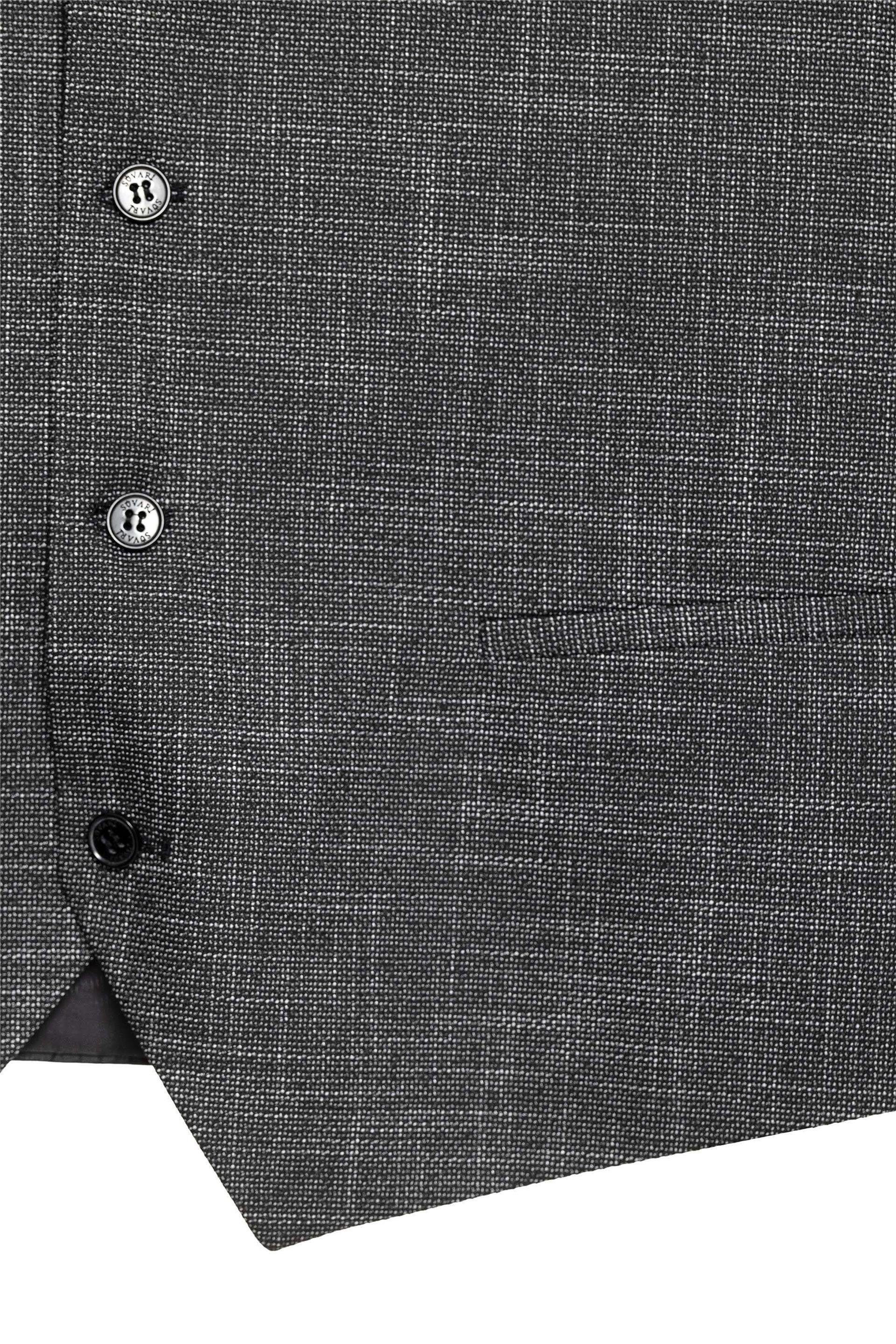 Siyah Regular Armürlü Mono Yaka 4 Drop                                                       Yelekli Takım Elbise