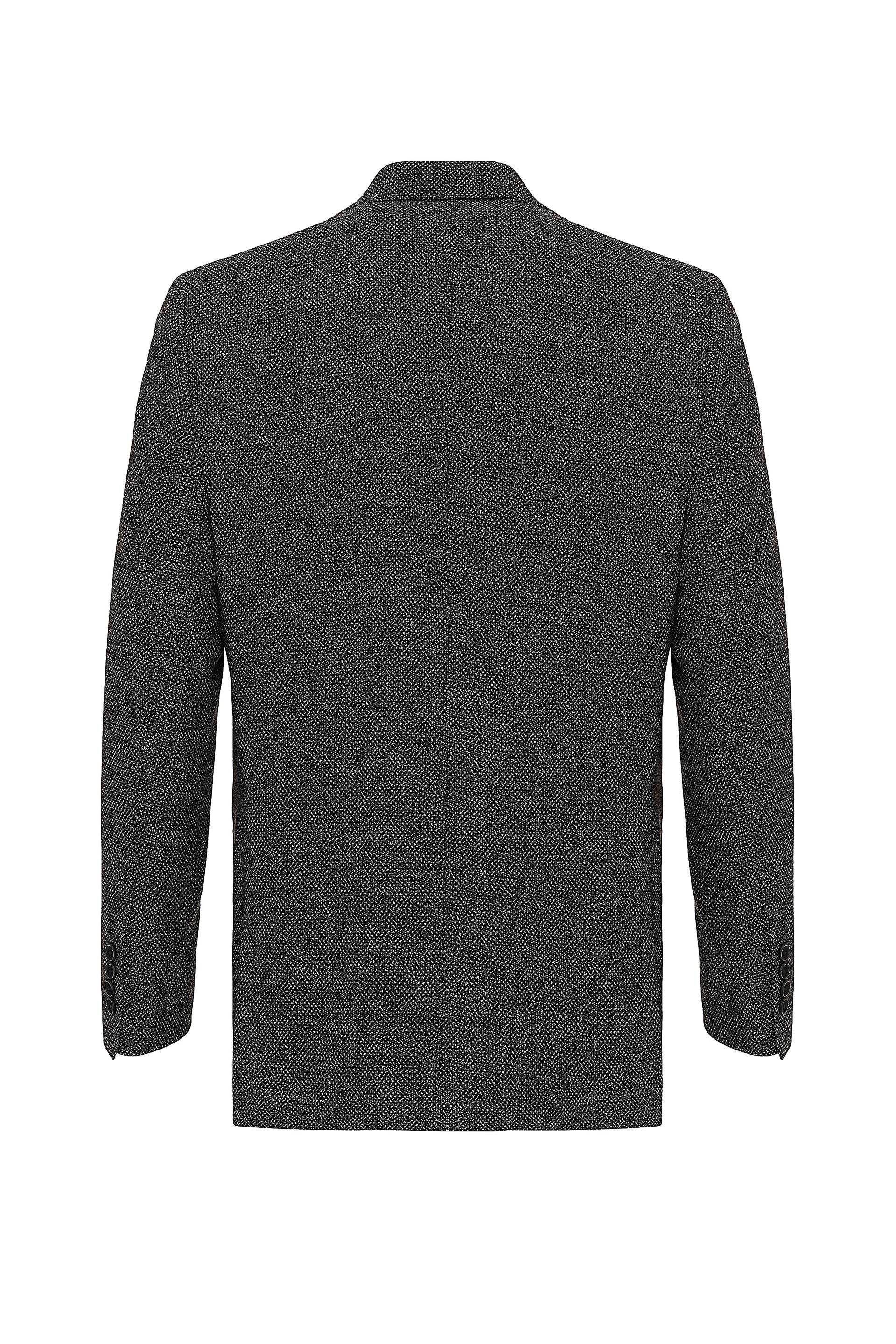Siyah Regular Armürlü Mono Yaka 4 Drop                                                       Ceket