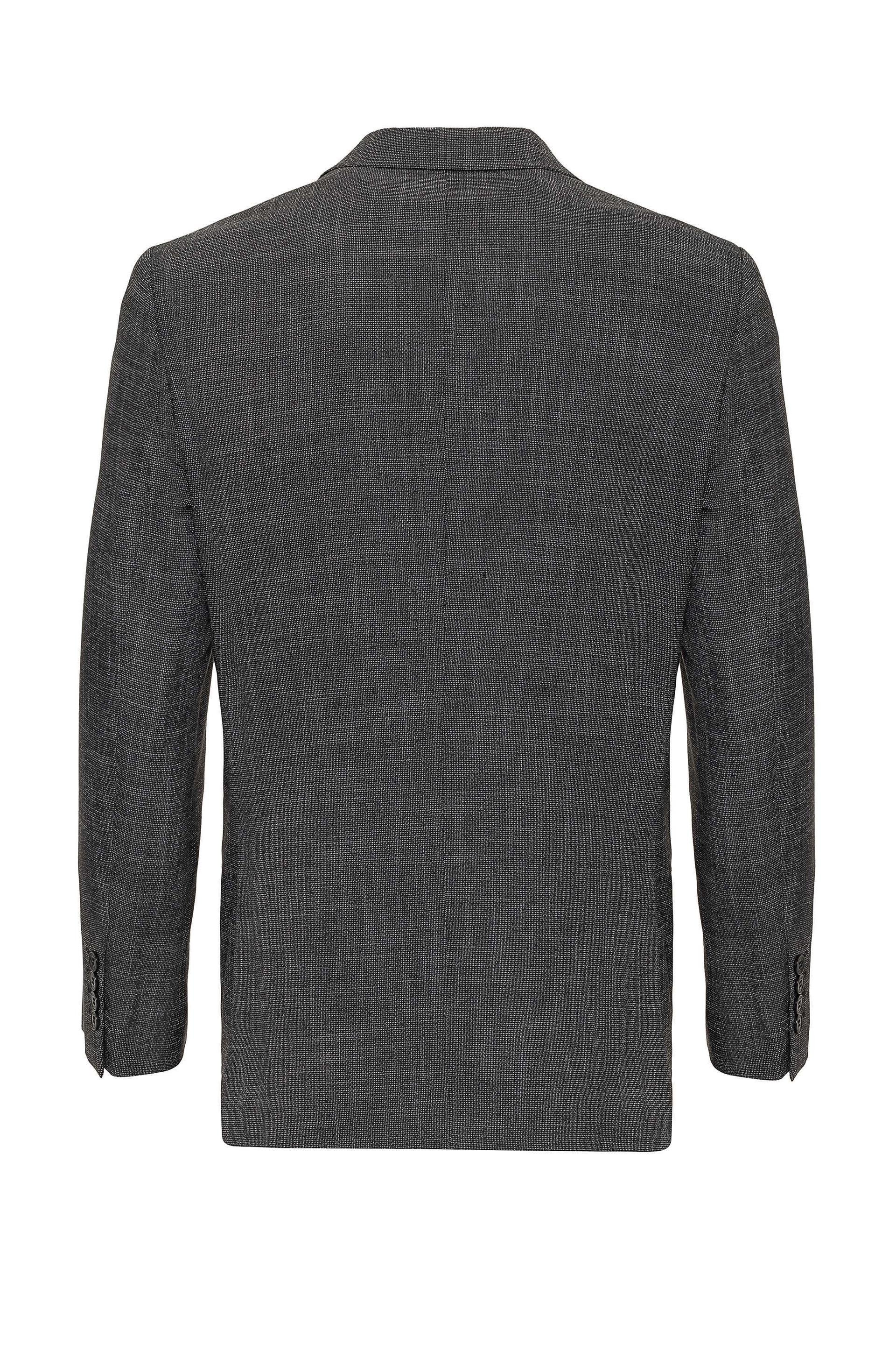 Siyah Regular Armürlü Mono Yaka 4 Drop                                                       Yelekli Takım Elbise