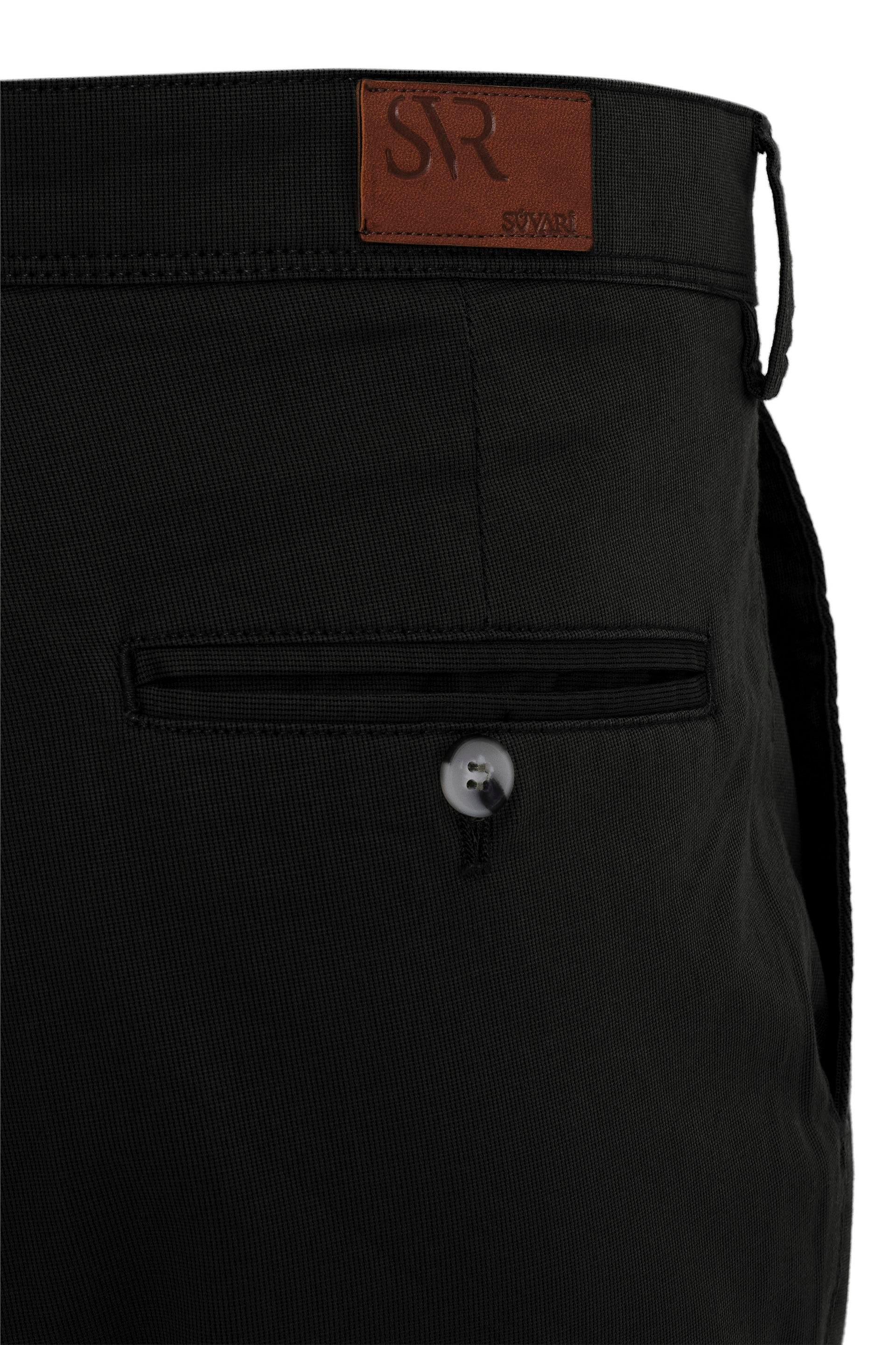 Siyah Regular Armürlü Pantolon