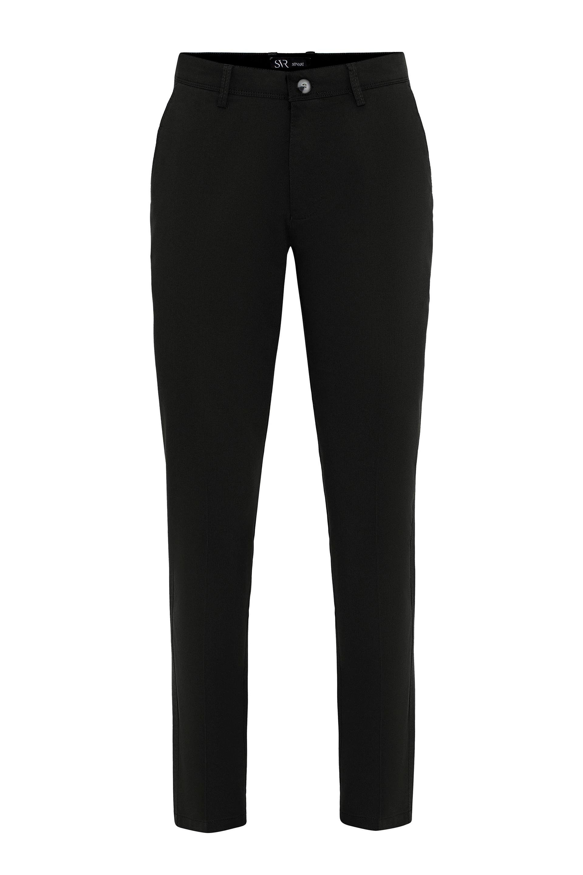 Siyah Regular Armürlü Pantolon