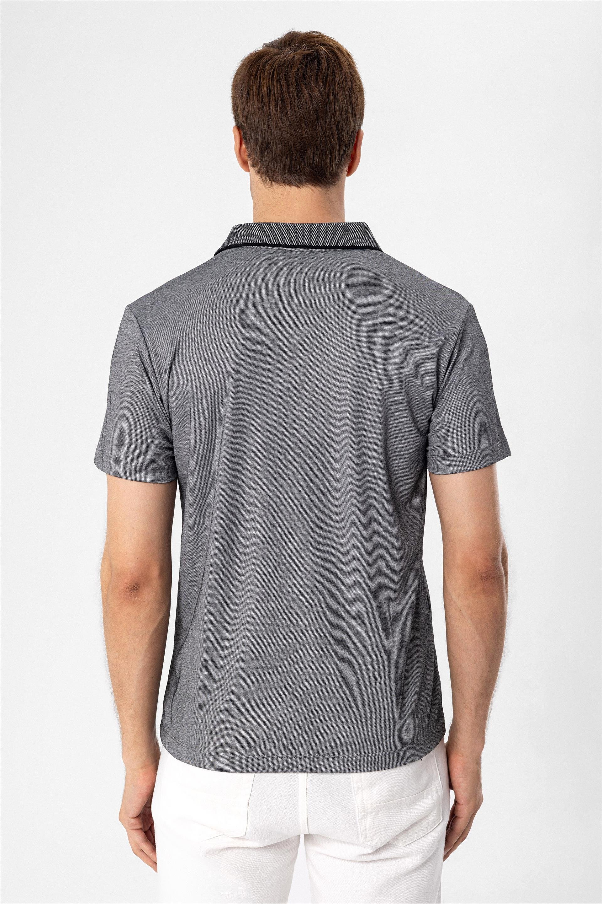 Siyah Regular Armürlü Polo Yaka  Tişört