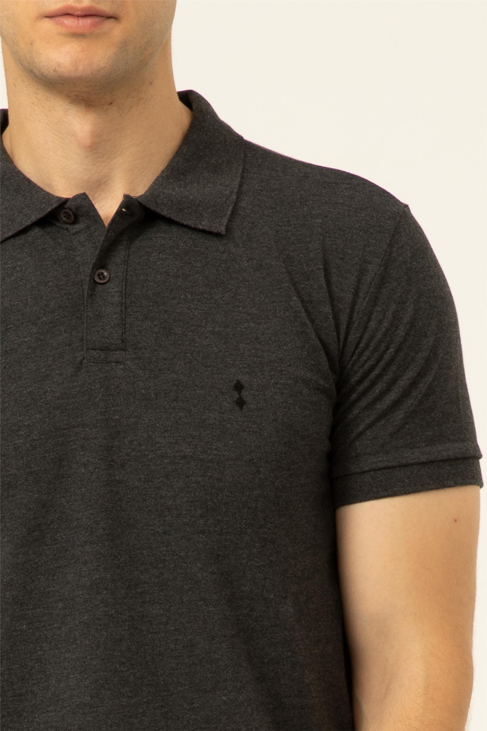 Siyah Regular Armürlü Polo Yaka  Tişört