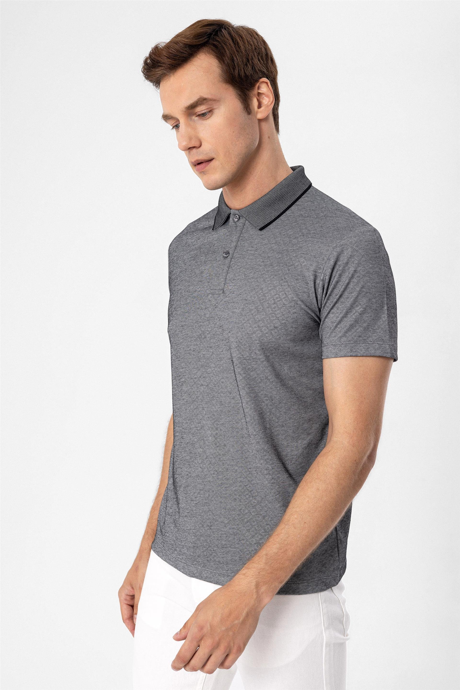 Siyah Regular Armürlü Polo Yaka  Tişört