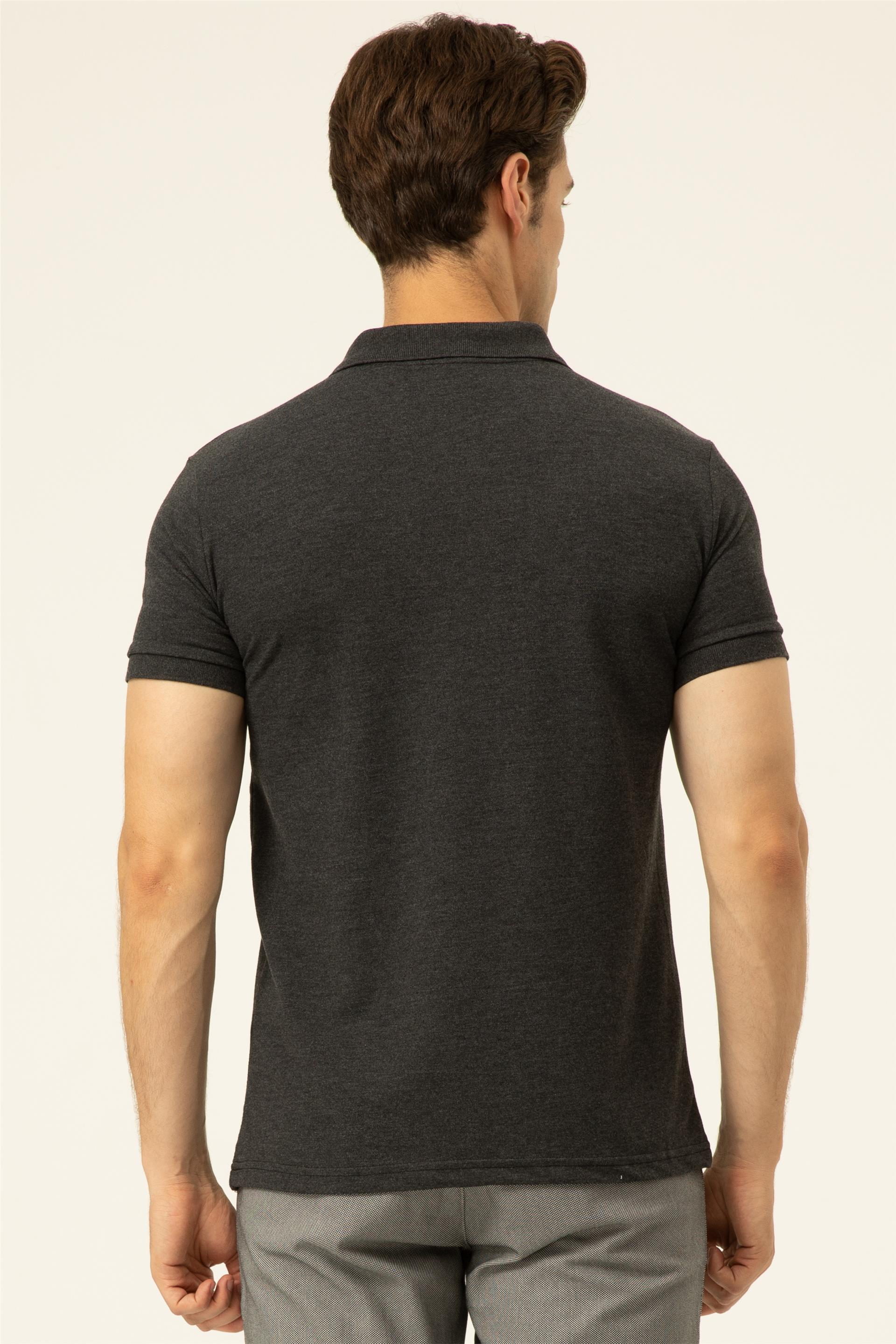 Siyah Regular Armürlü Polo Yaka  Tişört