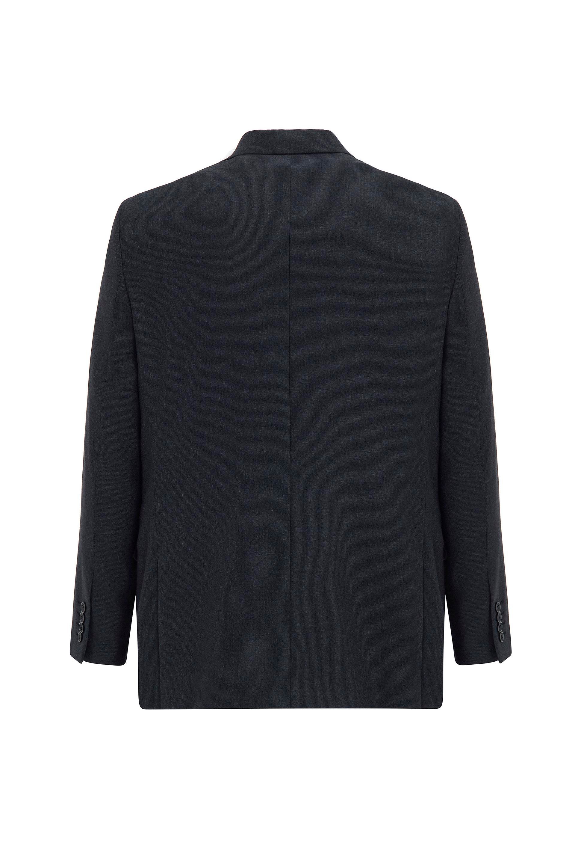 Siyah Regular Armürlü Sivri Yaka 4 Drop Yelekli Klasik Takım Elbise