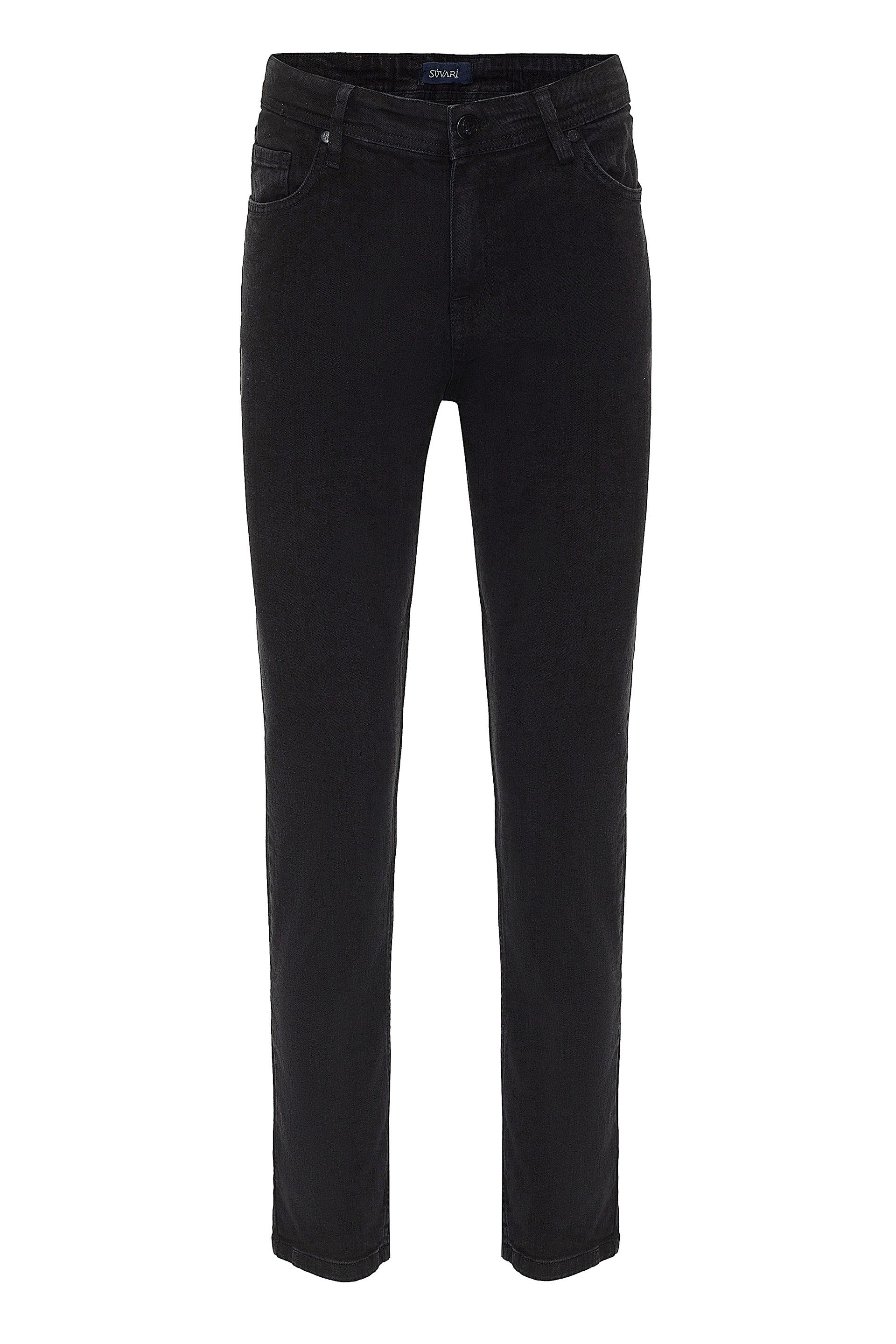 Siyah Regular Denim   Pantolon