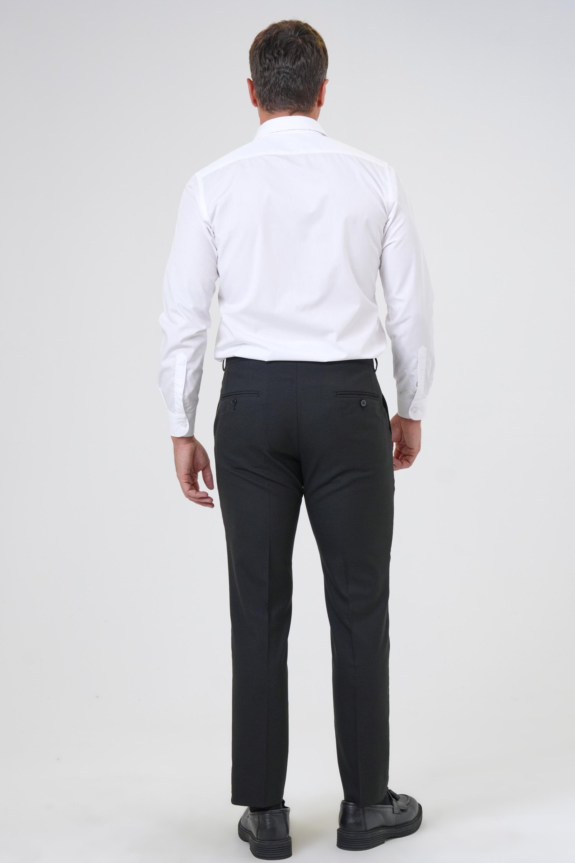 Siyah Regular Desenli Kumaş Pantolon