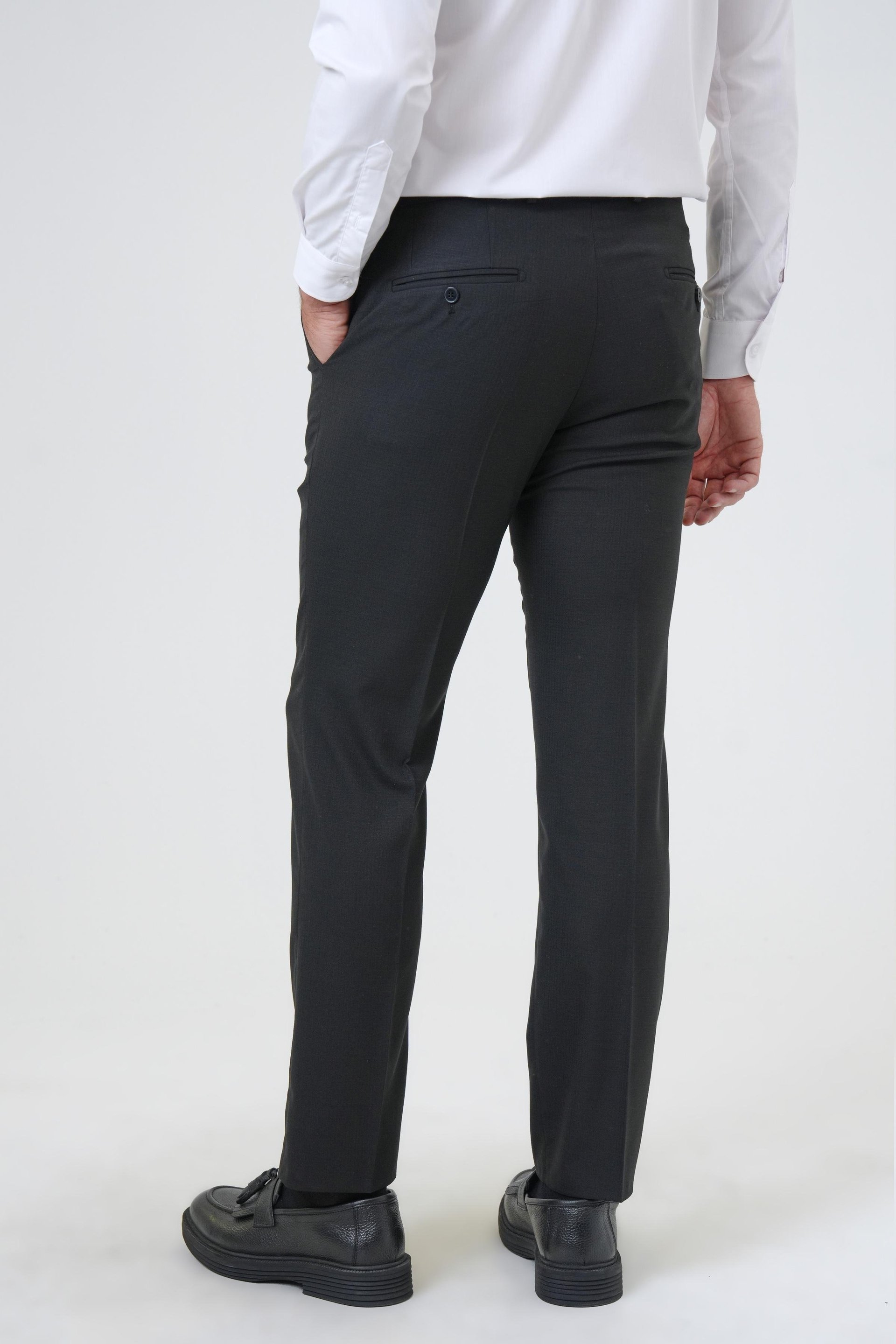 Siyah Regular Desenli Kumaş Pantolon