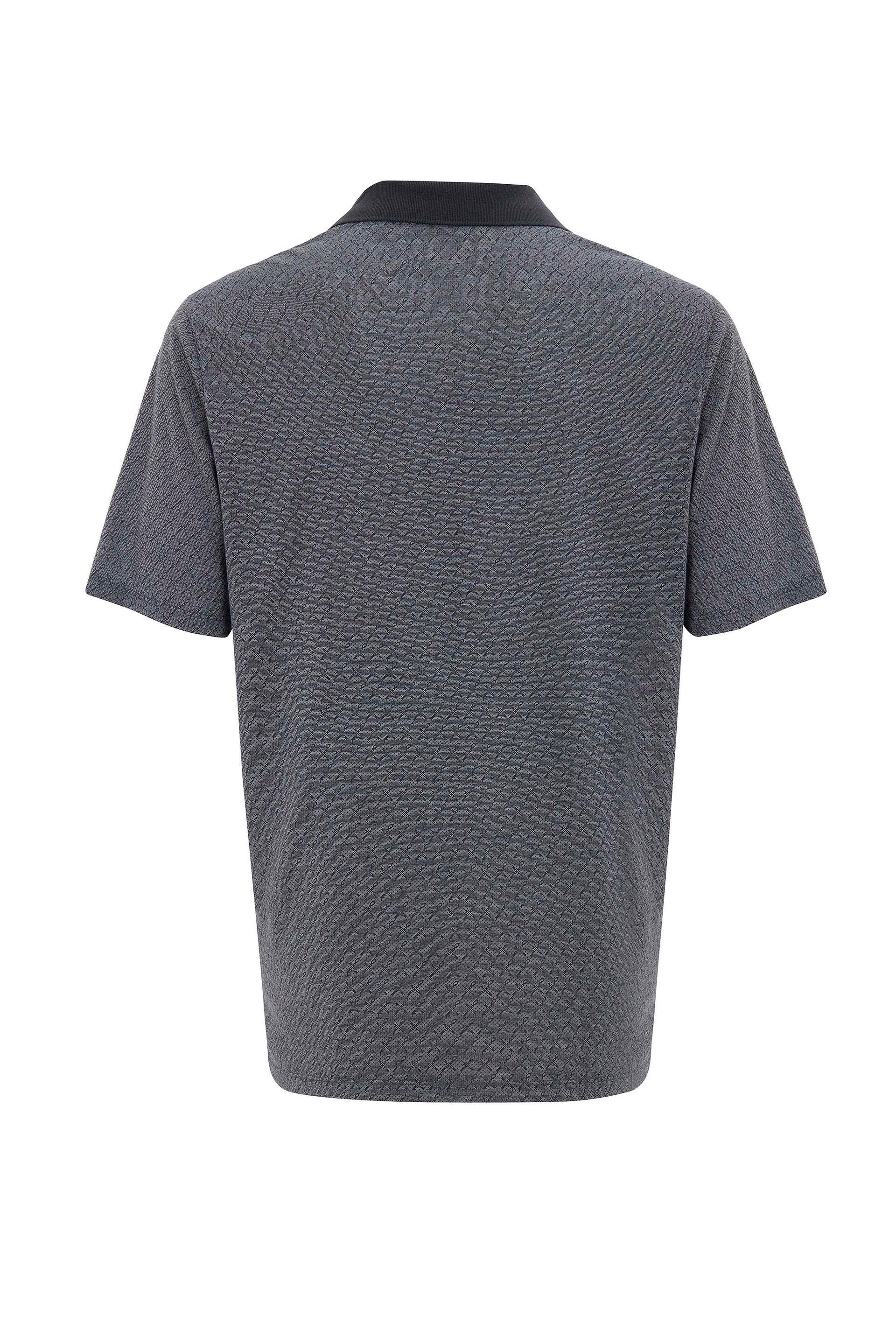 Siyah Regular Desenli Polo Yaka Tişört