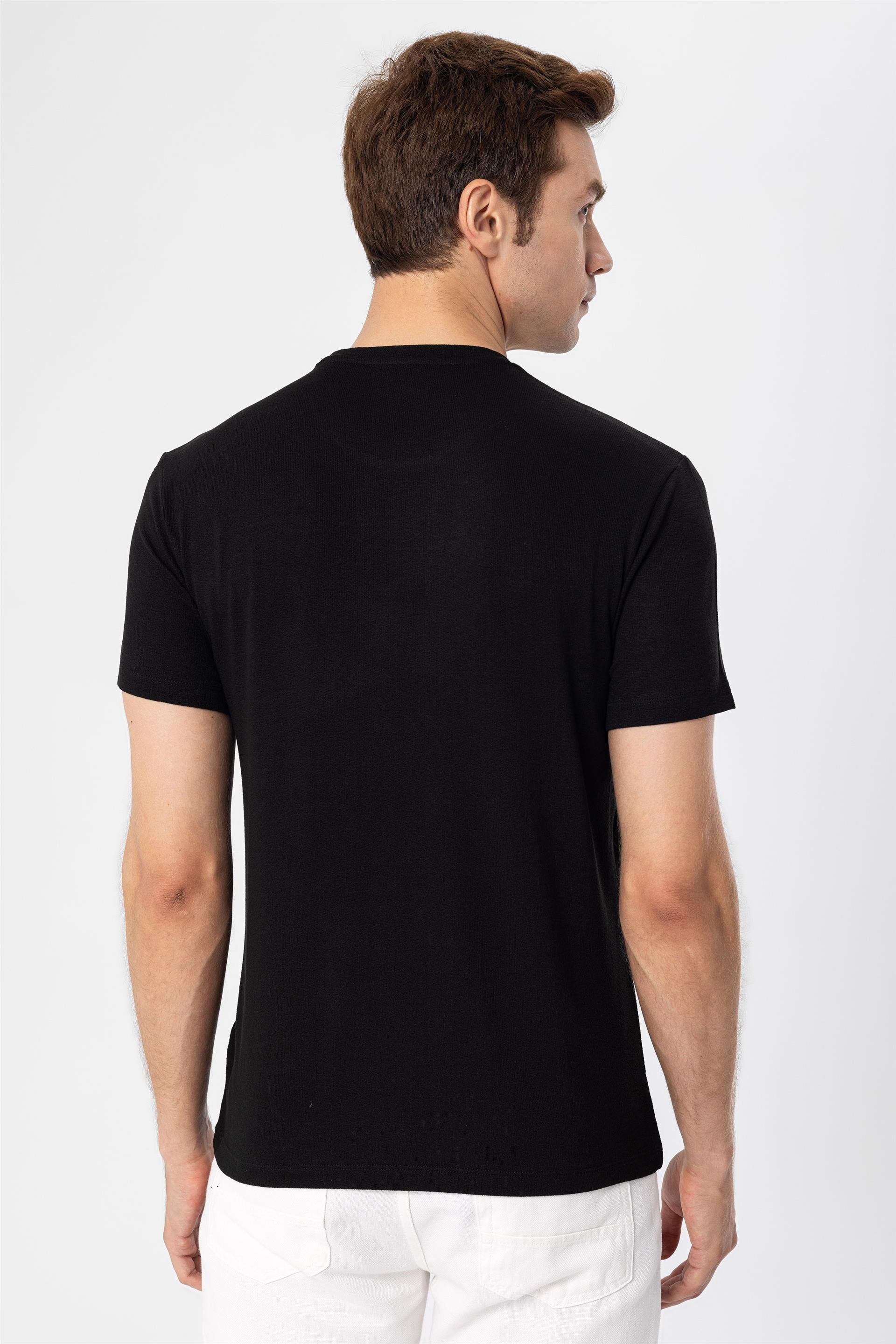 Siyah Regular Düz O Yaka  Tişört
